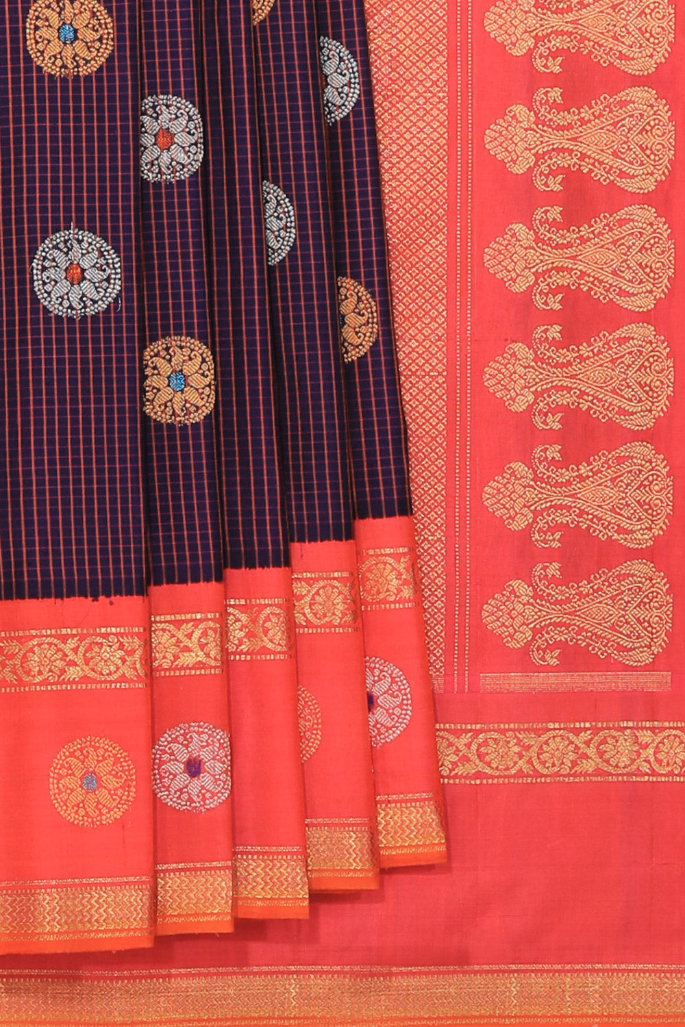 Kalanjali Gadwal Silk Deep-Wine Violet Saree – Women's