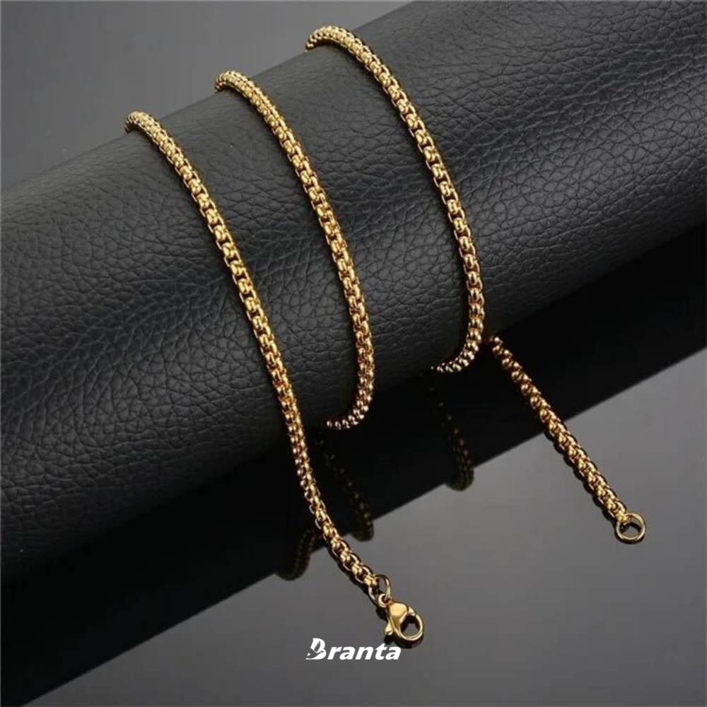 Branta Gold Filled Box Chain Necklace For Men (21 Inch) - view 2