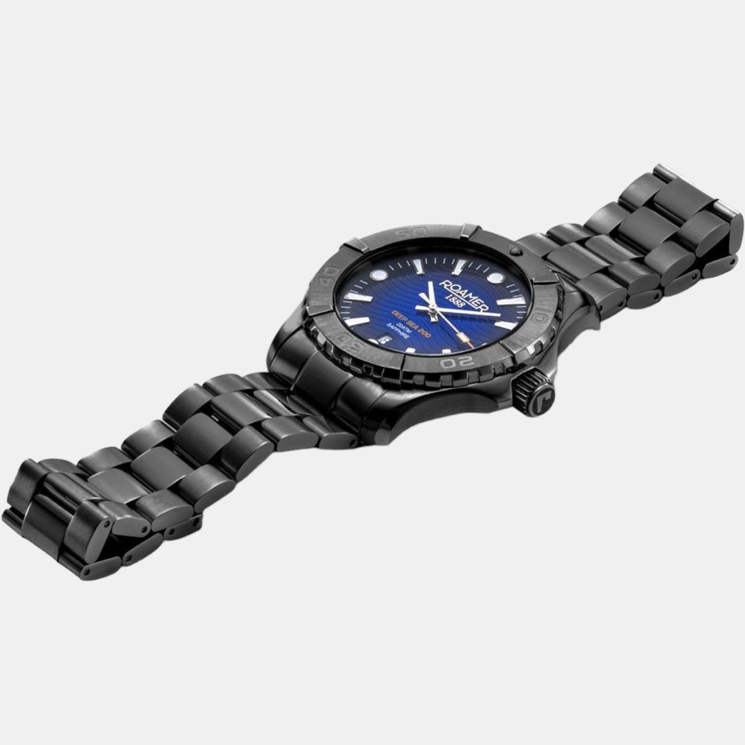 Roamer Deep Sea 200 Men Quartz Blue Dial Analog Stainless Steel Watch 860833 44 45 70 - view 4