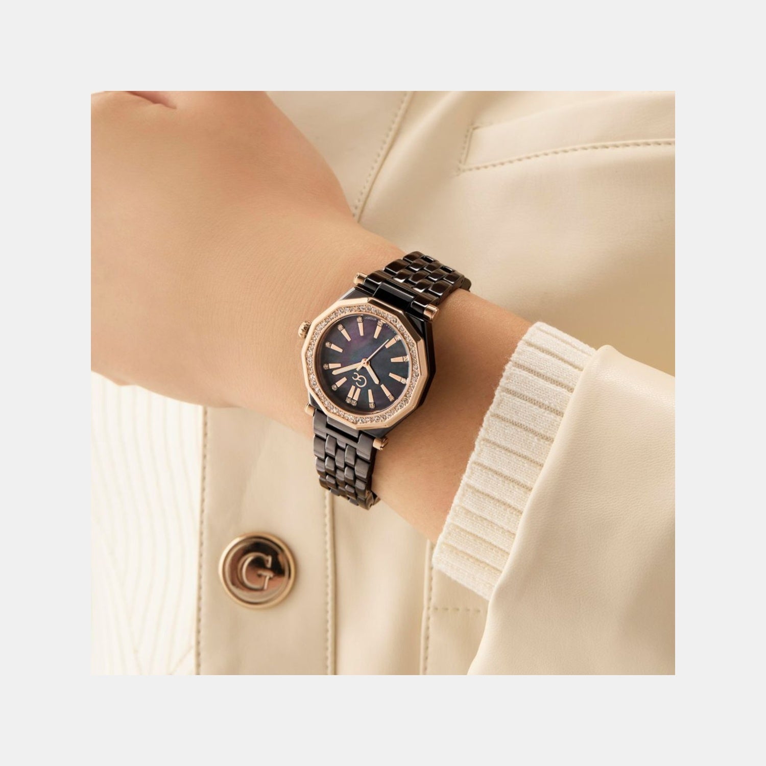 Gc Gleam Women Quartz Black Dial Multi-Function Ceramic Watch Z59002L2 - view 7