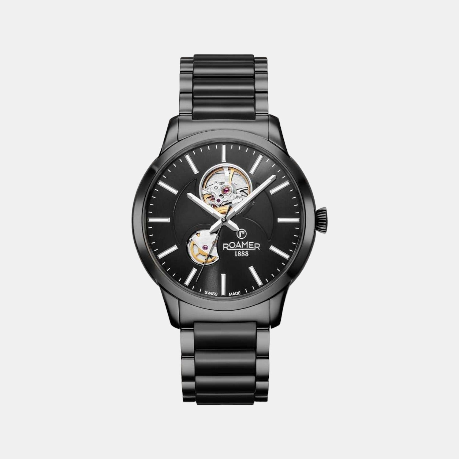 Roamer C-Line Men Quartz Black Dial Analog Stainless Steel Watch 672661 40 55 60