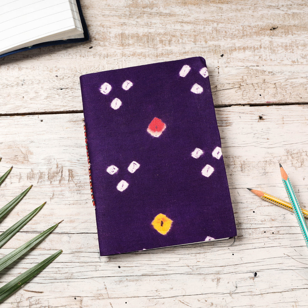 BINDAAS UNLIMITED Blue - Bandhani Cover Handmade Paper Notebook (7 x 5 in)