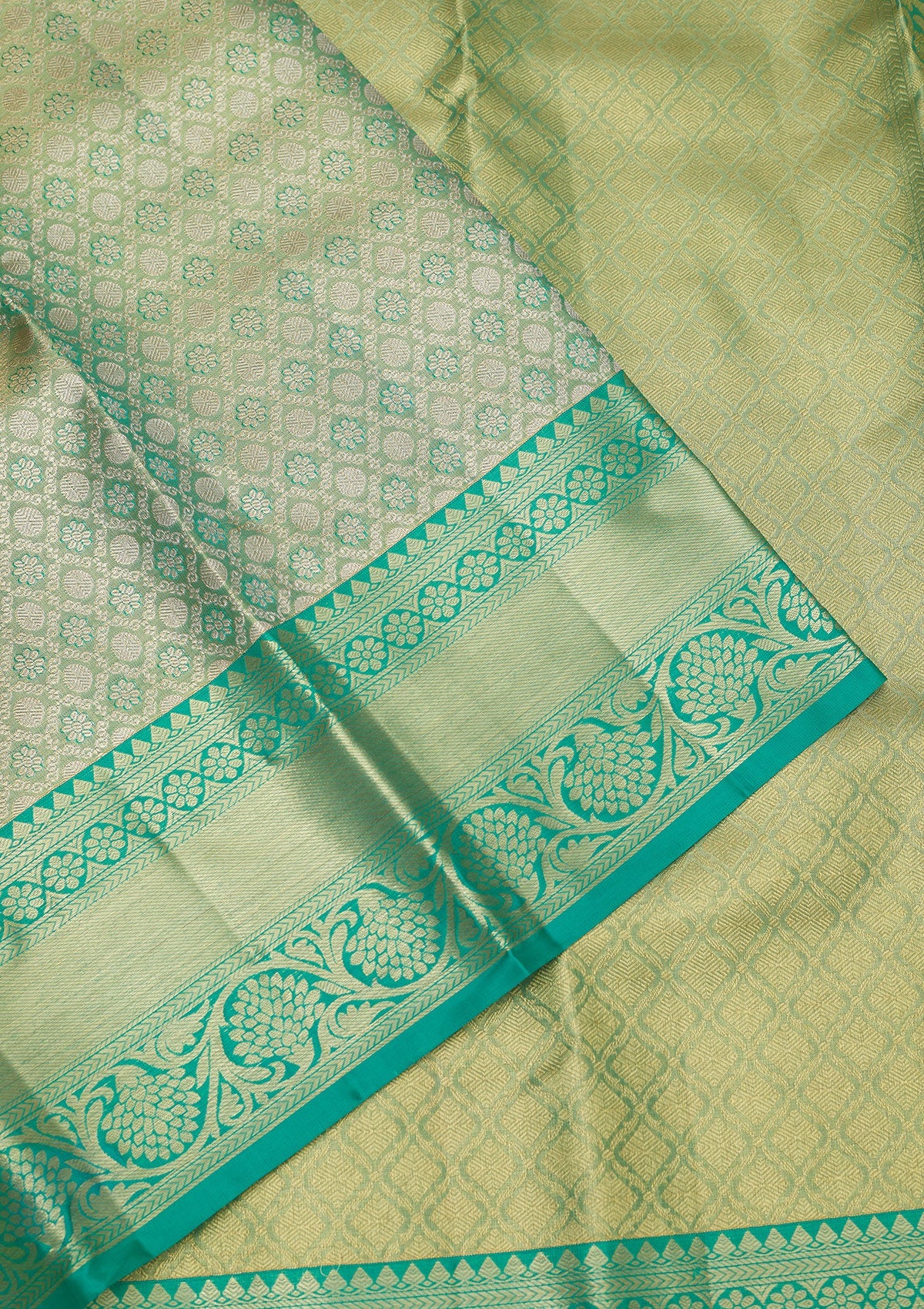 Koskii Rama Green Zariwork Pure Silk Saree – Women's - view 4