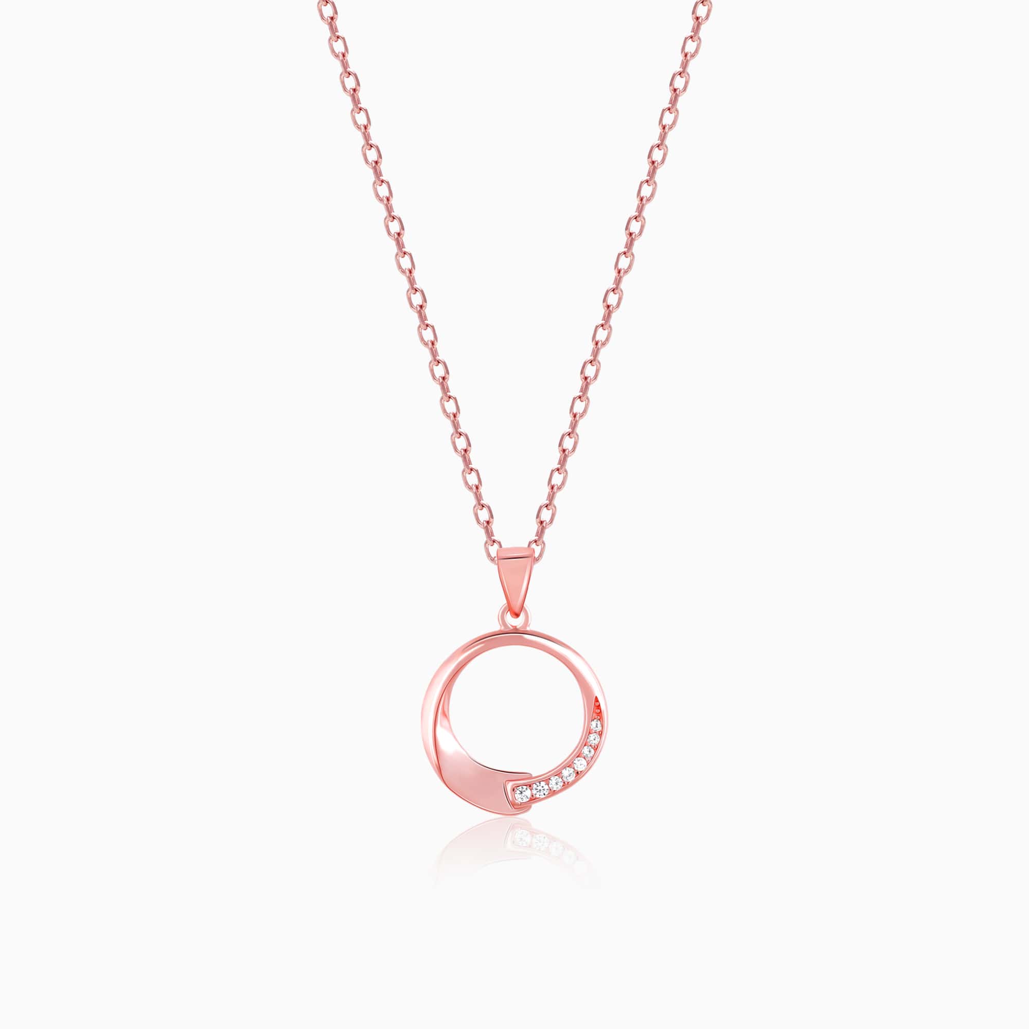 GIVA Jewellery Rose Gold Circle of Love Pendant with Link Chain