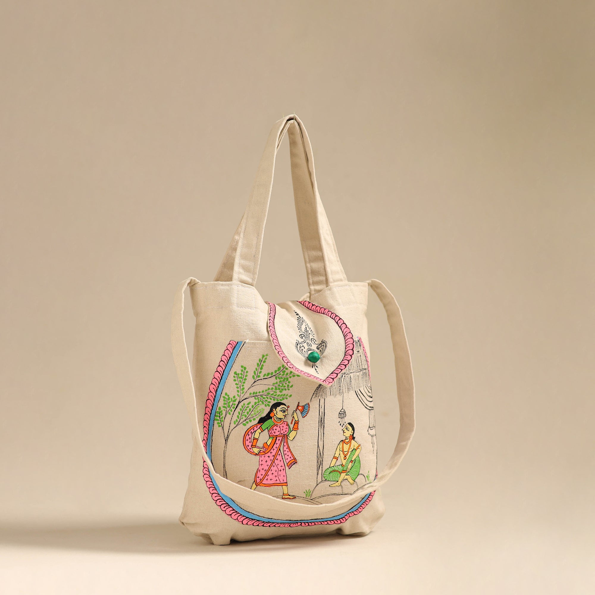 ITOKRI CRAFTS INITIATIVE Beige - Pattachitra Handpainted Shoulder Bag from Odisha 28 - view 2
