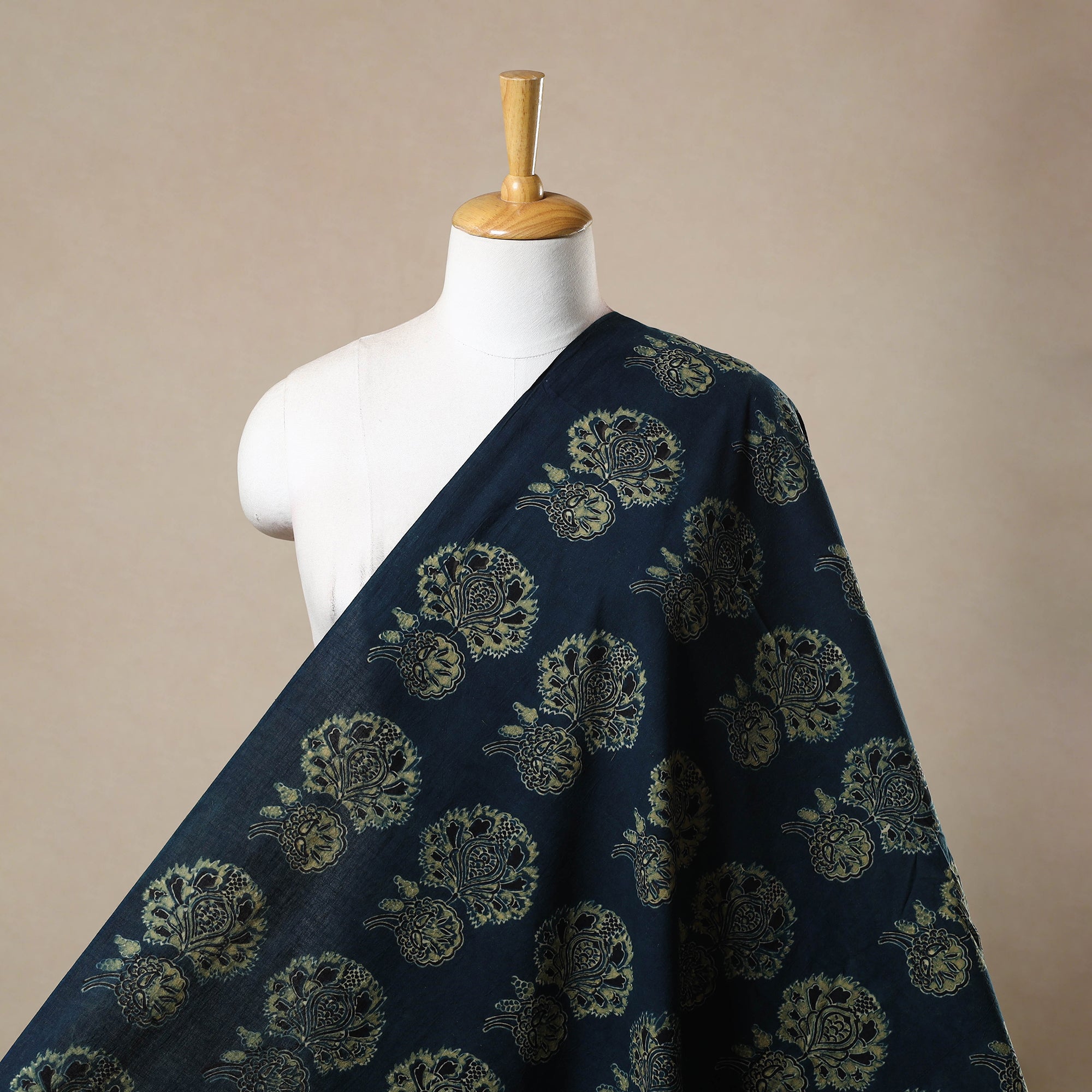 KACHCHH JI CHHAAP Blue - Block Print Cotton Natural Dyed Ajrakh Fabric 63