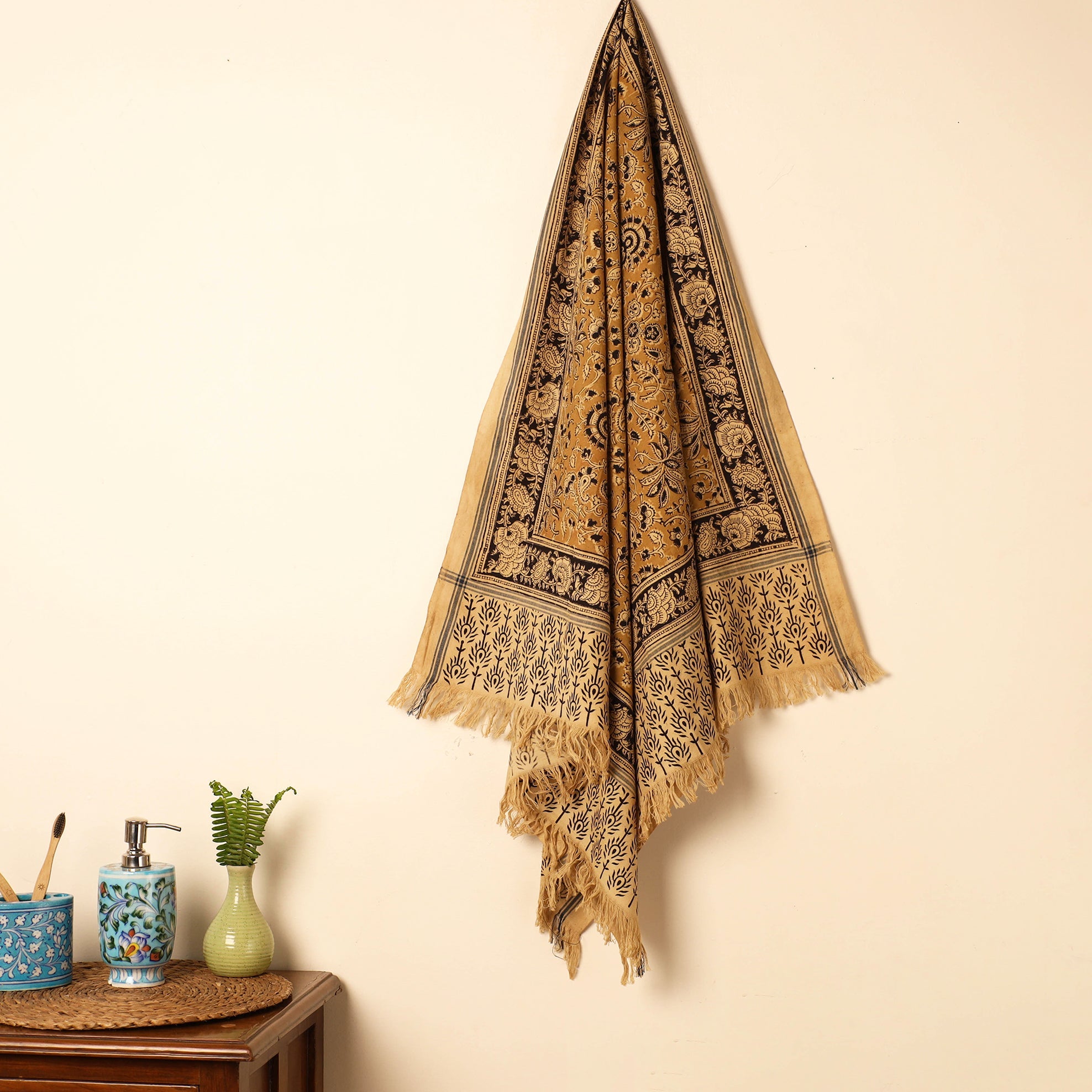 PITCHUKA SRINIVAS KALAMKARI PEDANA Brown - Handloom Cotton Block Printed Pedana Kalamkari Towel 10