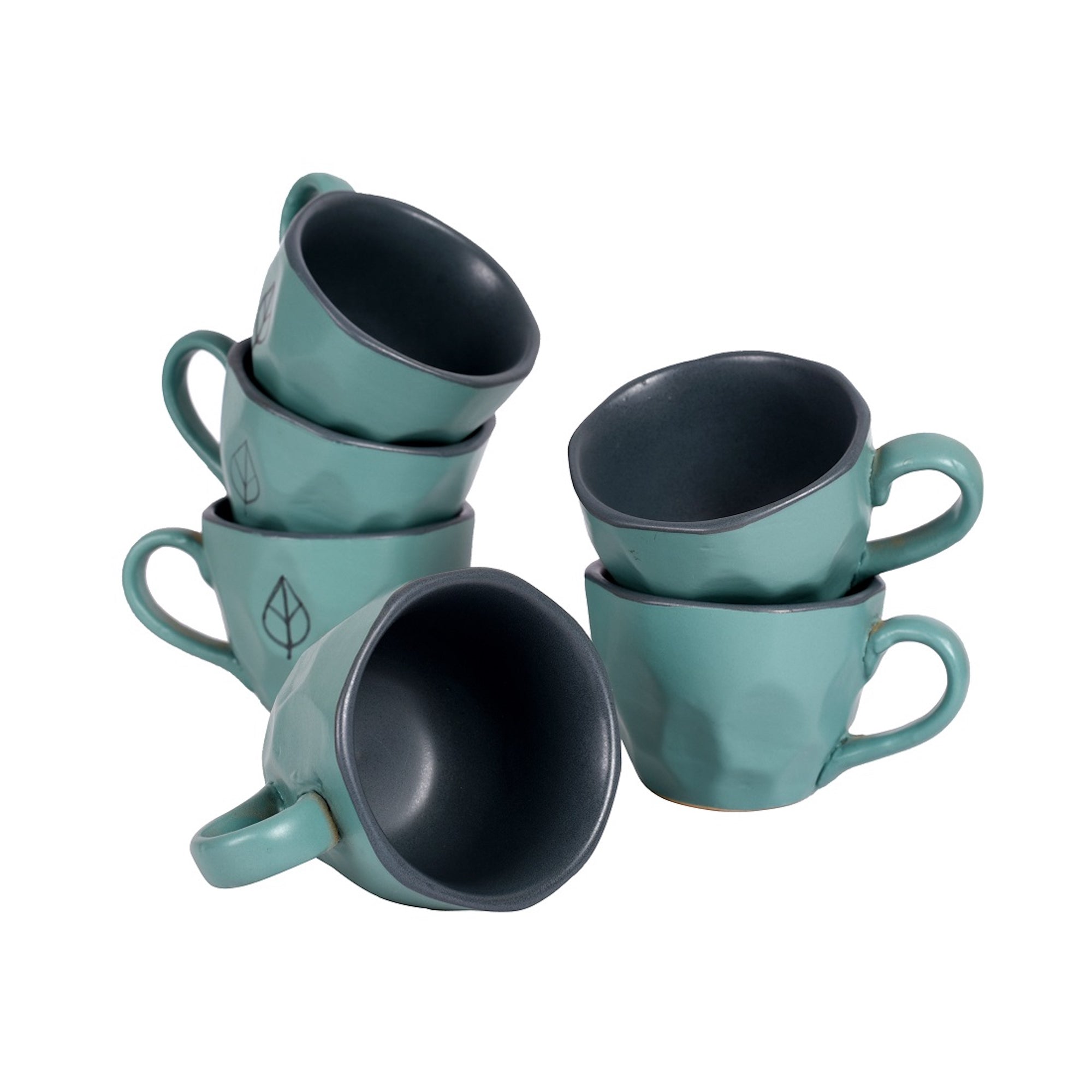 ART CREATIONS BY SUMAN SONTHALIA Blue - Ceramic Aqua Cup Set of 6 (4.5 x 3.2 x 2.5 in) - view 2