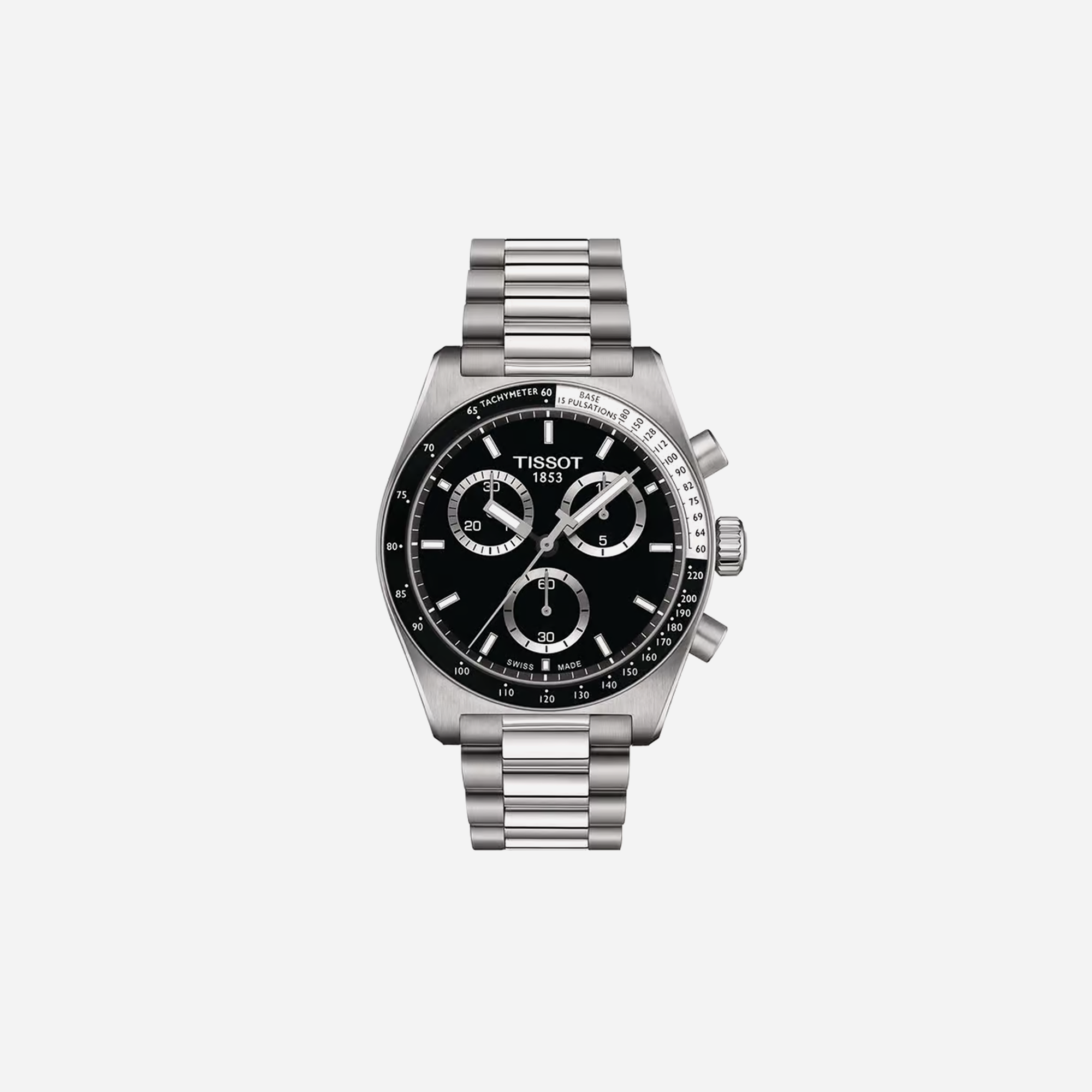 Tissot PR516 Chronograph Black Dial 40mm Stainless Steel Bracelet Quartz Watch
