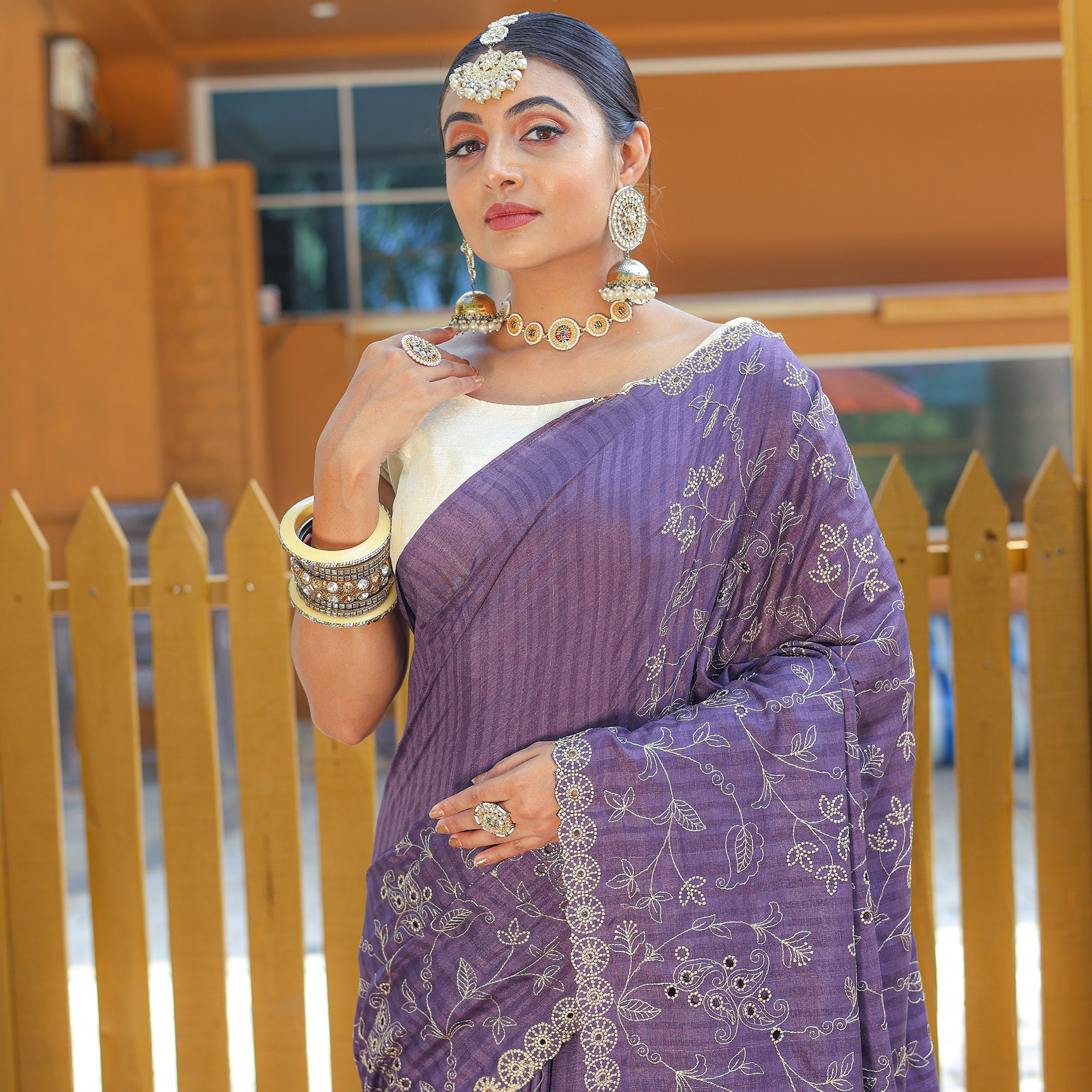 TASARIKA COUTURE Aaisha Purple Soft Silk Handwork Saree - view 3