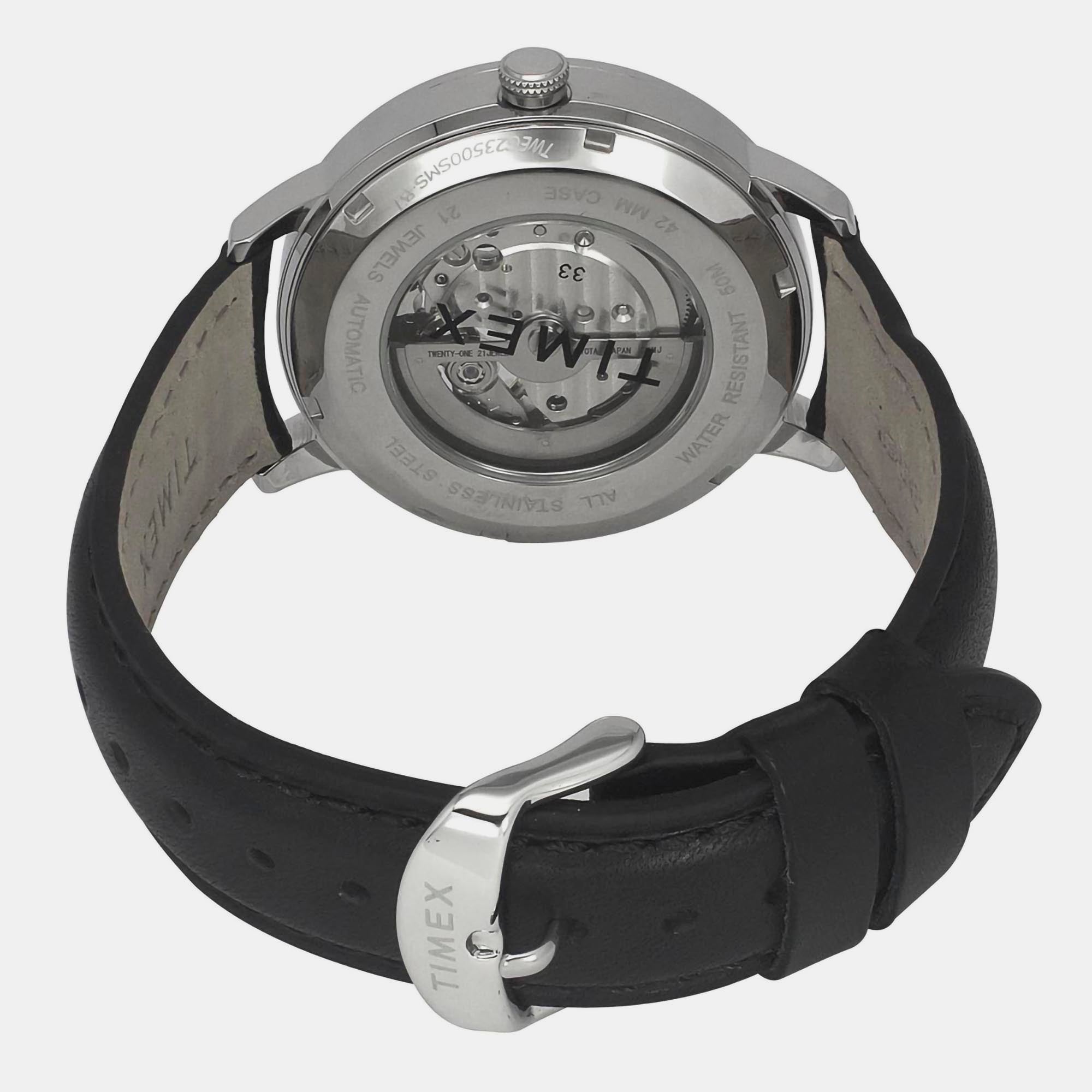 Timex E Class Men Automatic Silver Dial Analog Leather Watch TWEG23500 - view 2