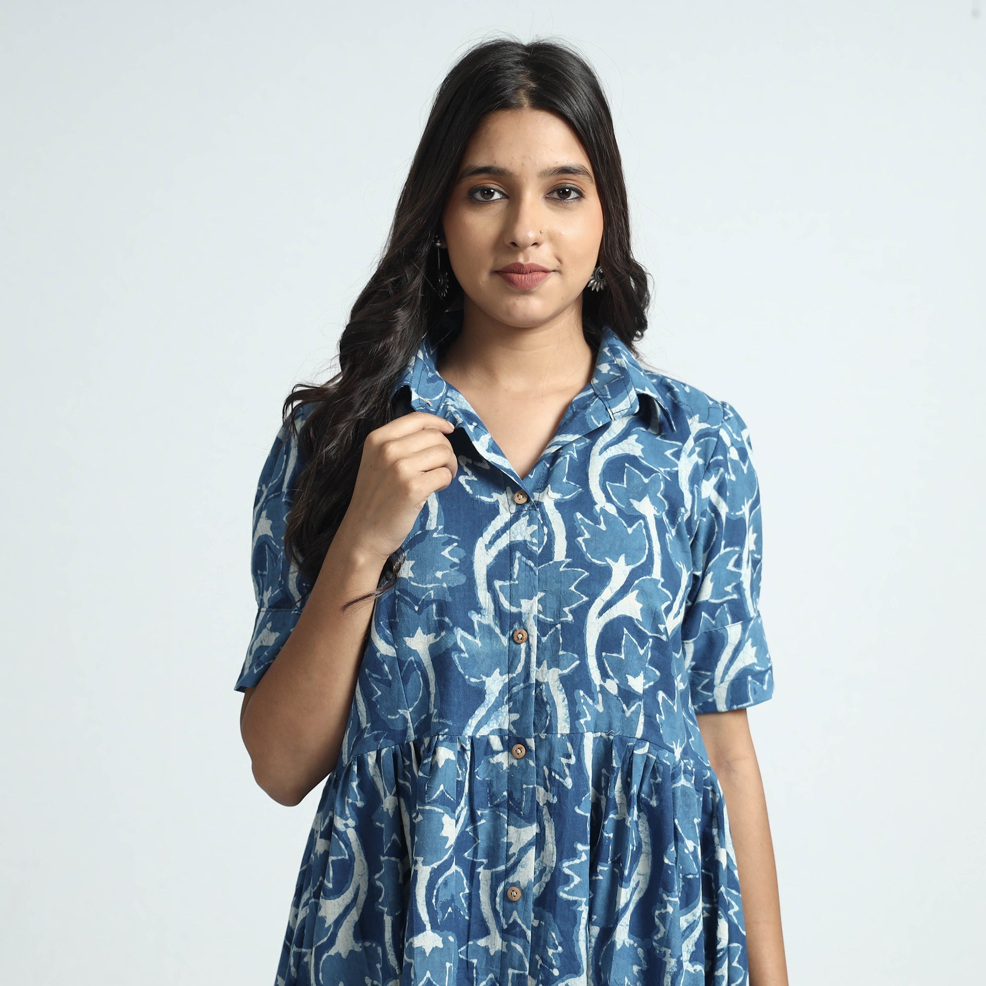 ITOKRI CASUALS Blue - Bindaas Art Block Printed Cotton Dress - view 3