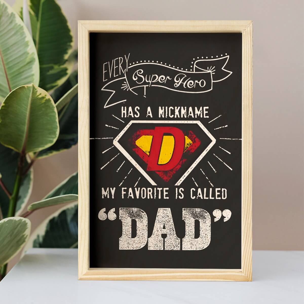 Bigsmall_cc Superhero Dad Wooden Wall Art
