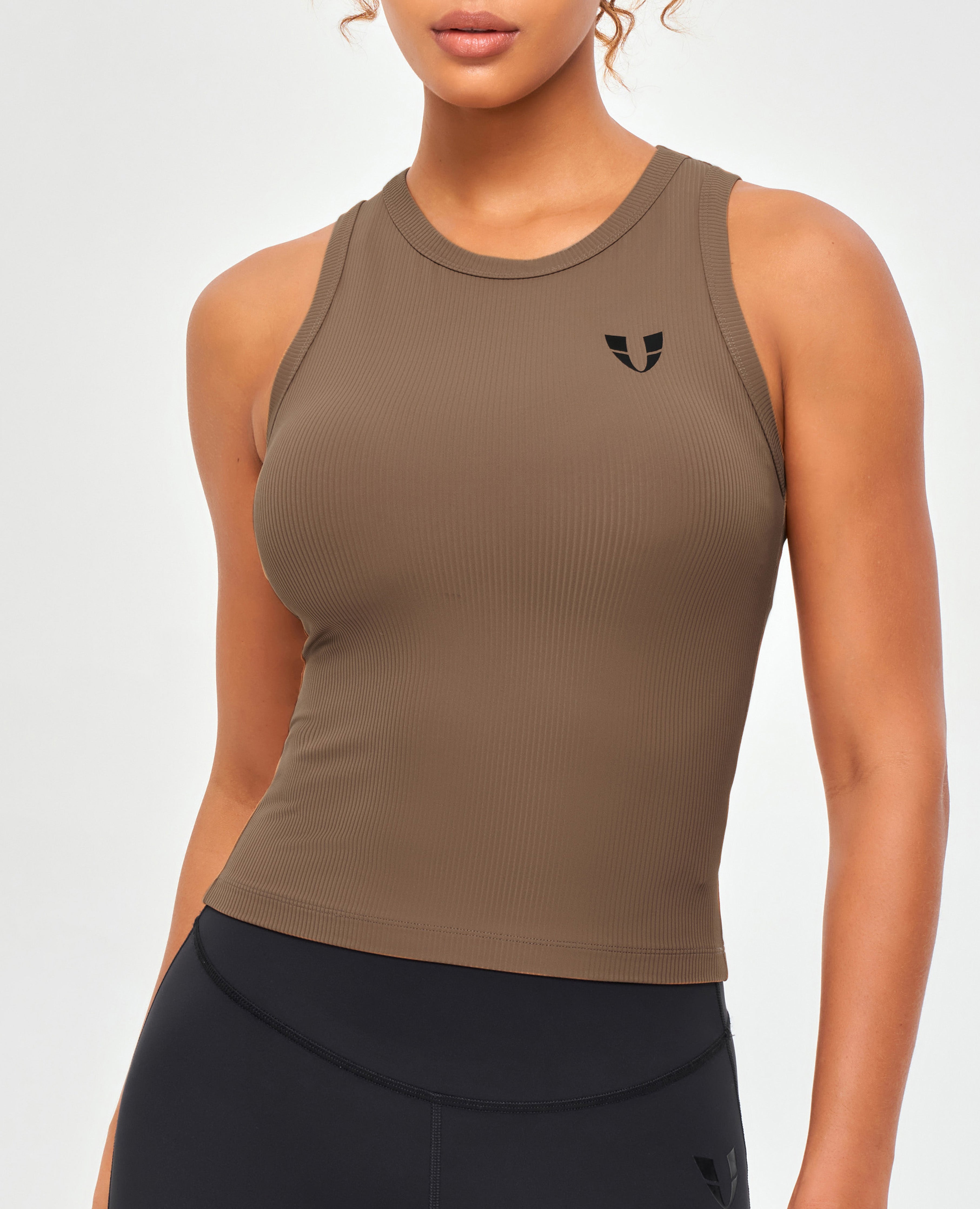 FIRM ABS Ribbed Workout Tank - Nut Brown