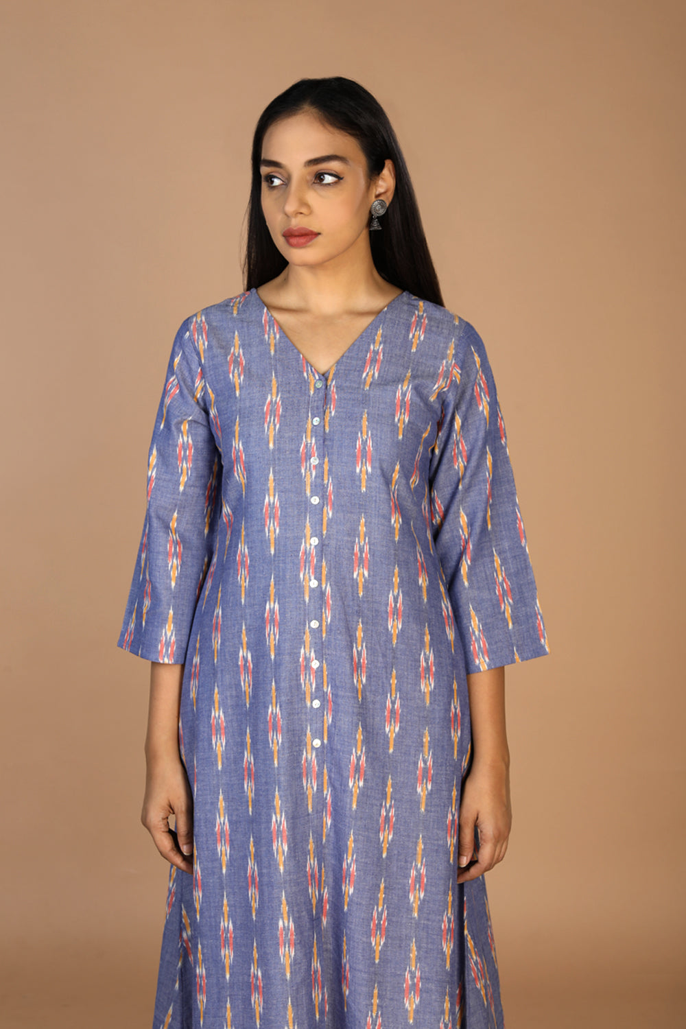 Kalanjali Ethnics Cotton Ikat kurti – Women's, COBALT BLUE - view 2