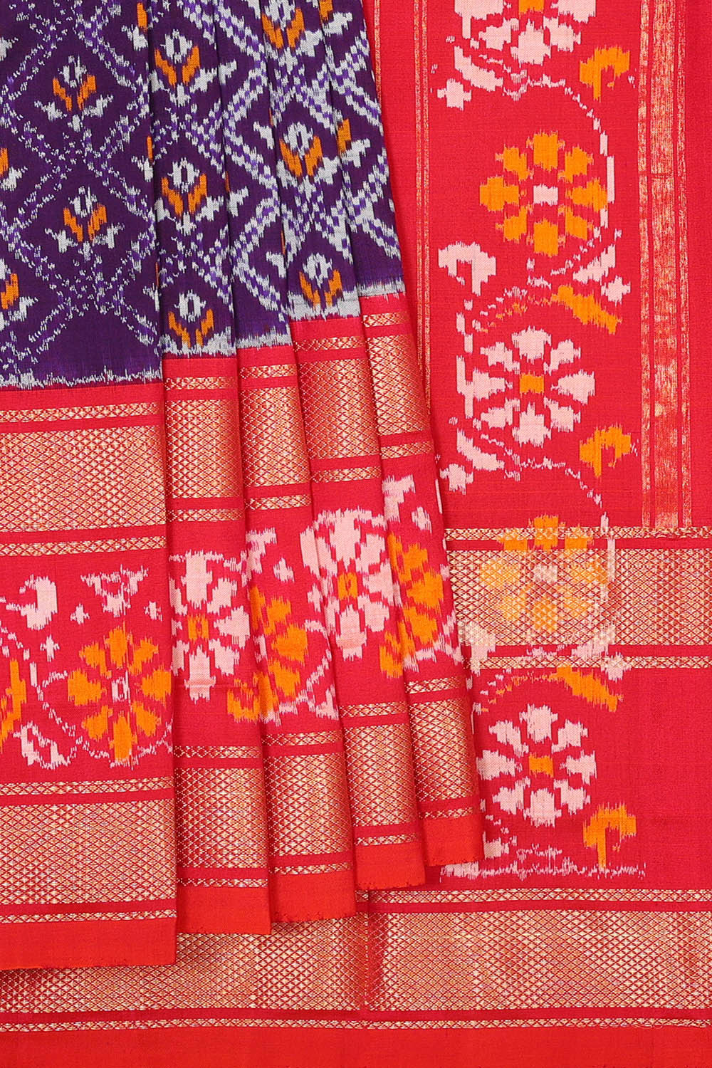 Kalanjali Ikat Silk Violet Saree – Women's