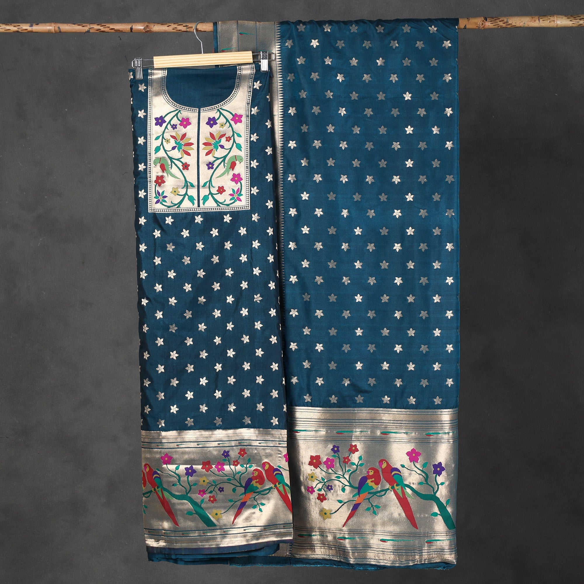 ITOKRI CRAFTS INITIATIVE 2pc Paithani Weave Silk Suit Material Set 03 - view 4