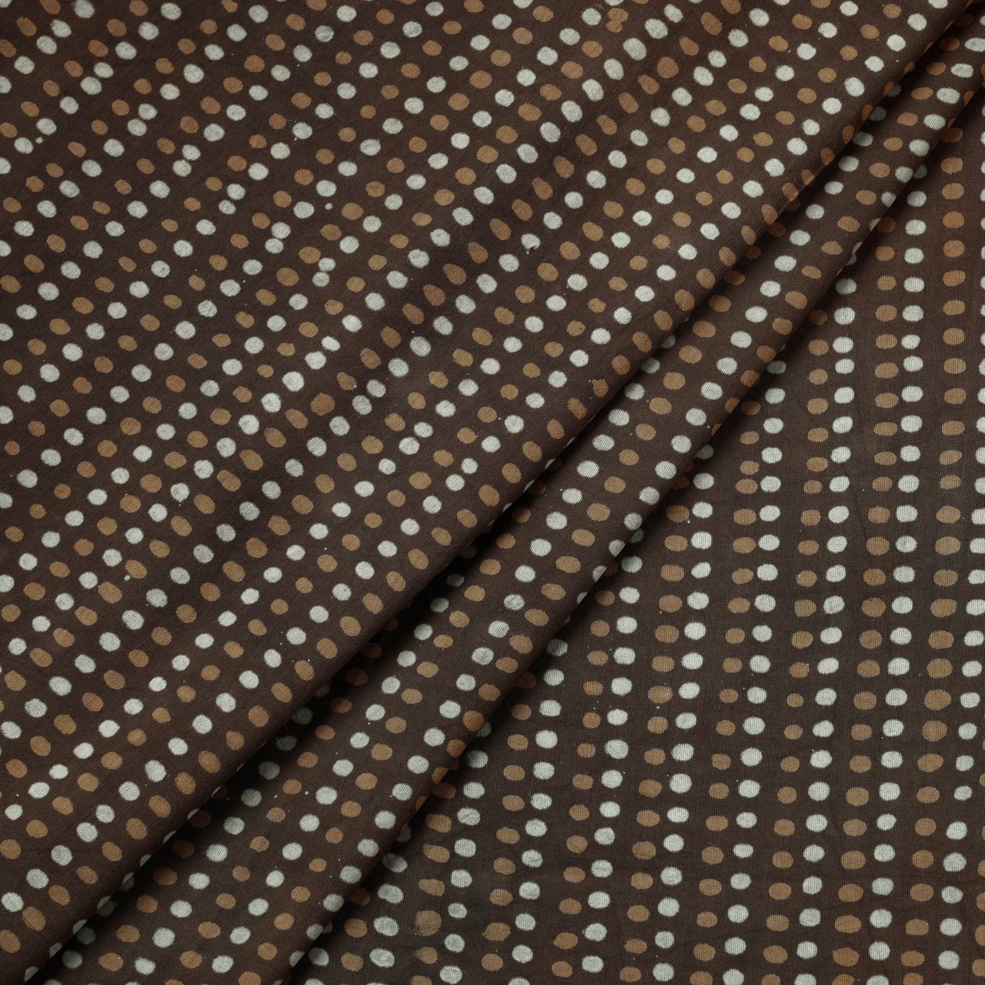 HAVELI CHRONICLES Brown - Hand Block Dotted Print Cotton Akola Fabric - view 2