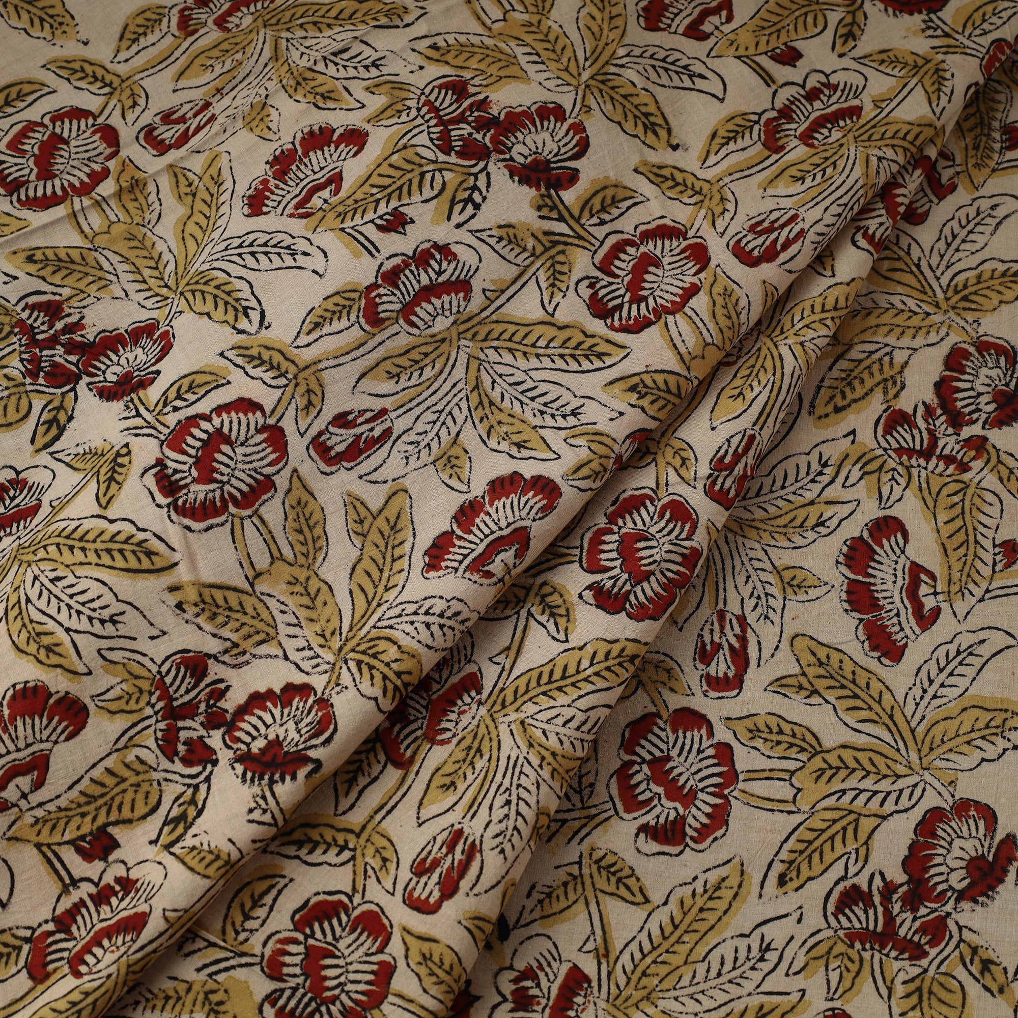 VENKATA BHANU KALAMKARI PEDANA Beige - Pedana Block Printed Cotton Kalamkari Fabric 02 - view 2