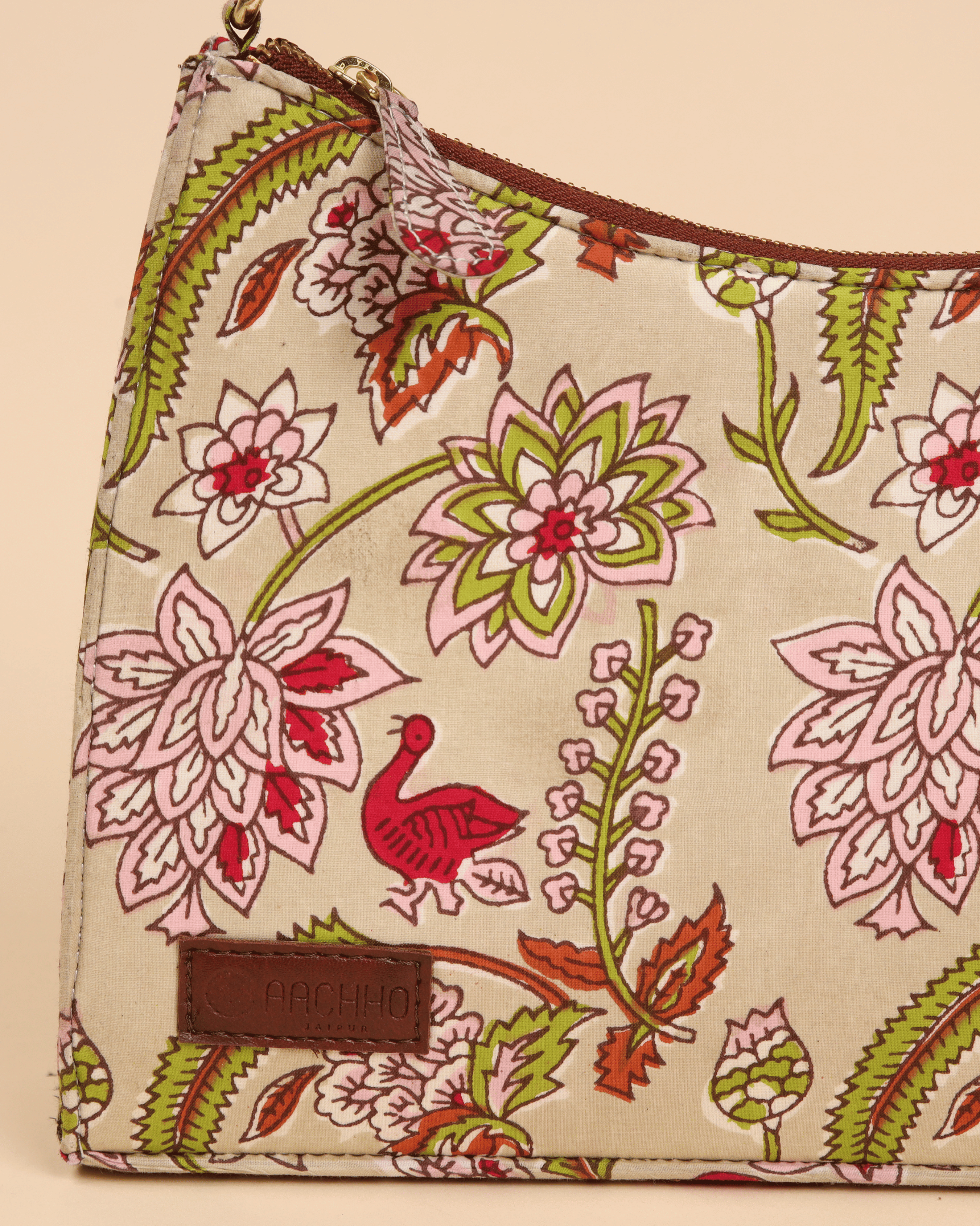 Aachho Pale Primrose Handblock Baguette Bag - view 2