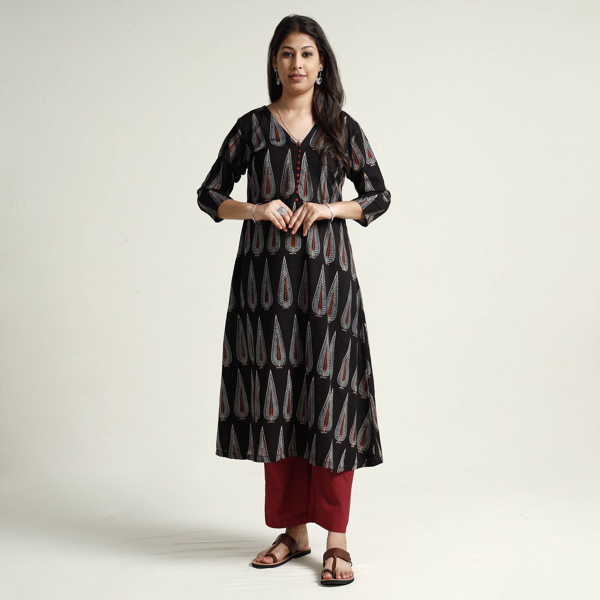 ITOKRI CASUALS Black - Ajrakh Block Printed Cotton Kurta with Palazzo Set