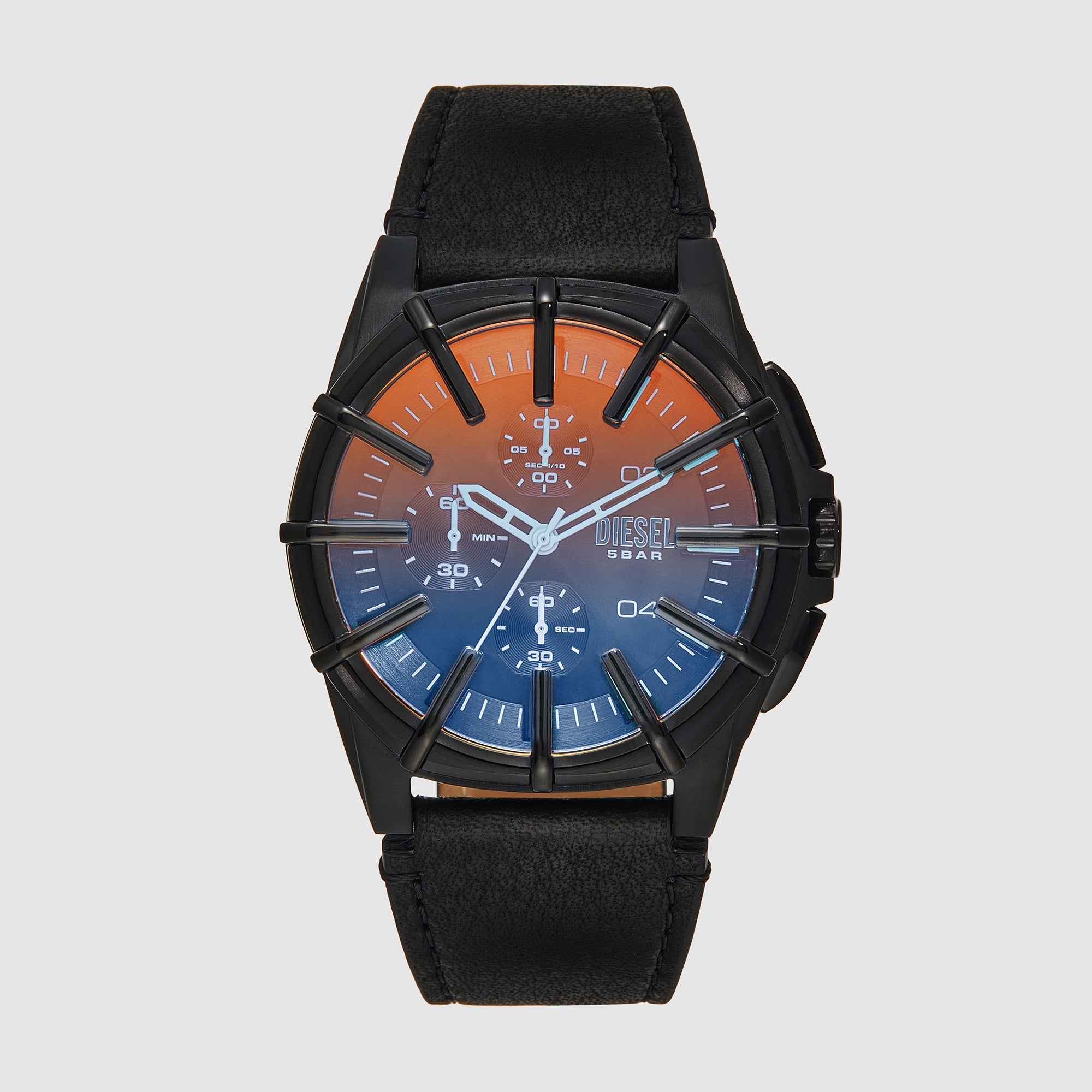 Diesel Framed Men Quartz Black Dial Chronograph Leather Watch DZ4658