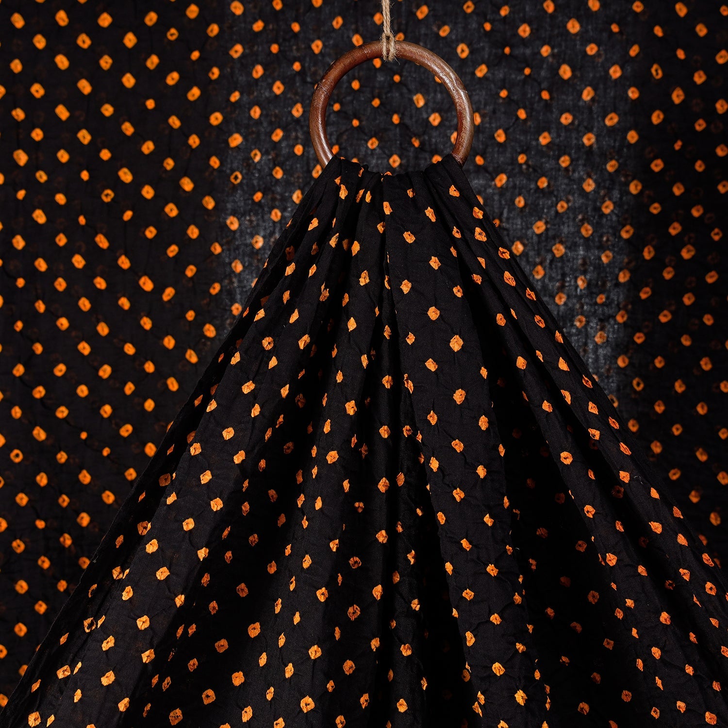 KACHCHH JI CHHAAP Black - Kutch Bandhani Tie-dye Soft Cotton Fabric