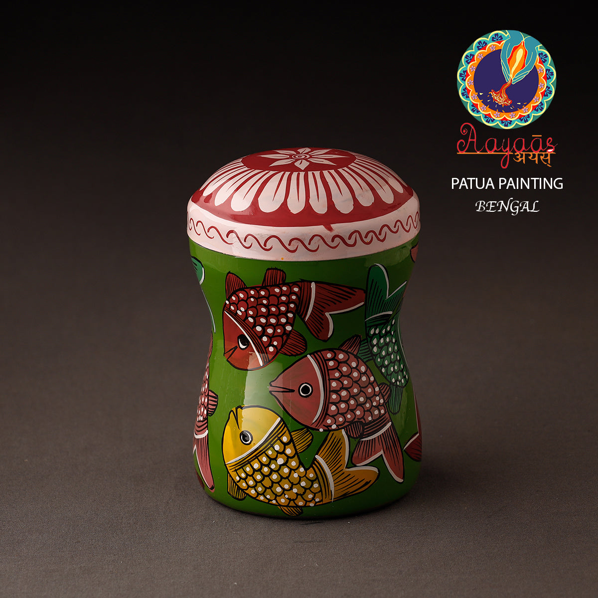 AAYAAS Bengal Patua Handpainted Stainless Steel Multi Utility Container