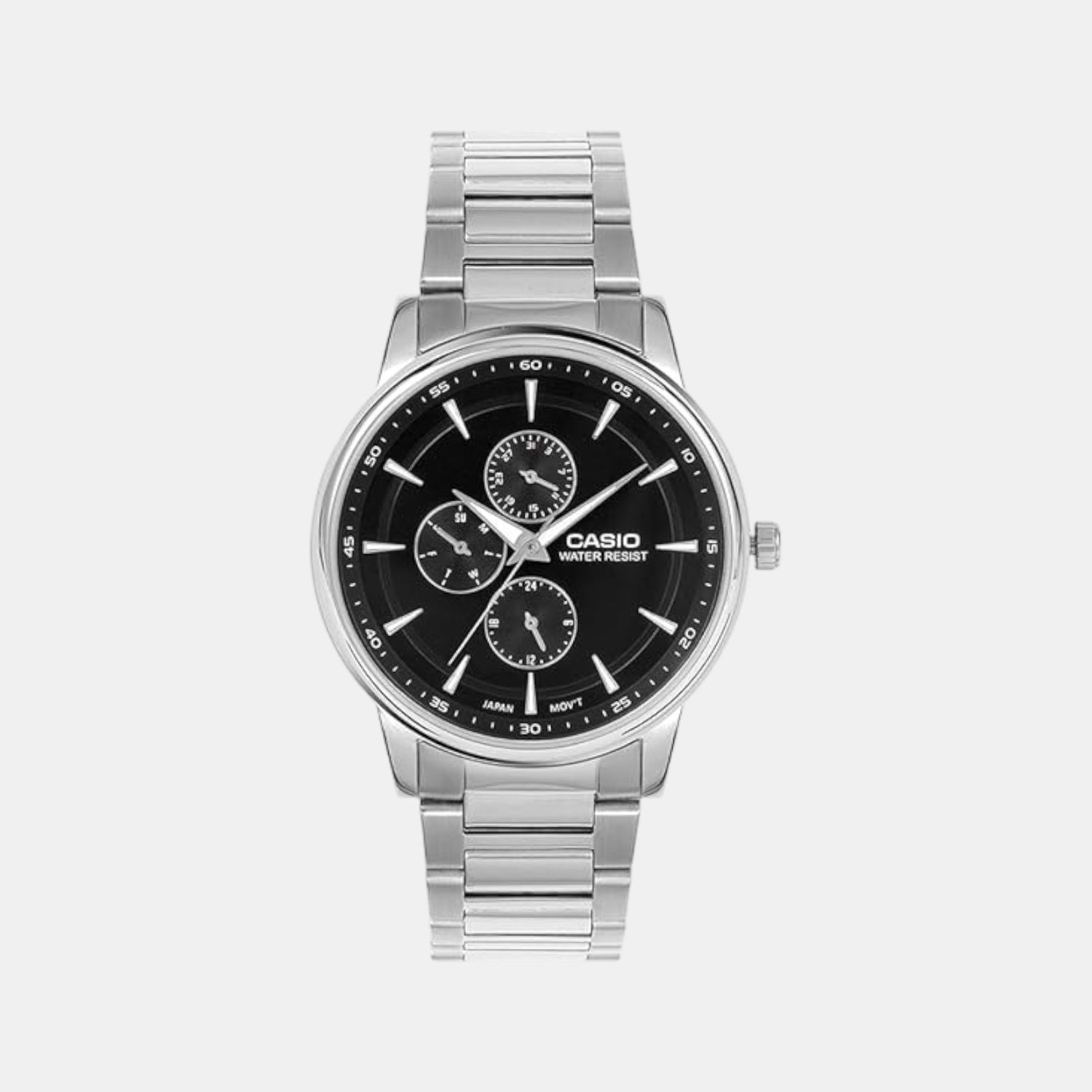Casio Enticer Men Quartz Black Dial Analog Stainless Steel Watch A2458