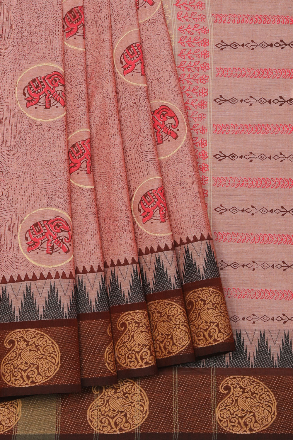 Kalanjali Ethnics Hand block printed cotton saree - view 2