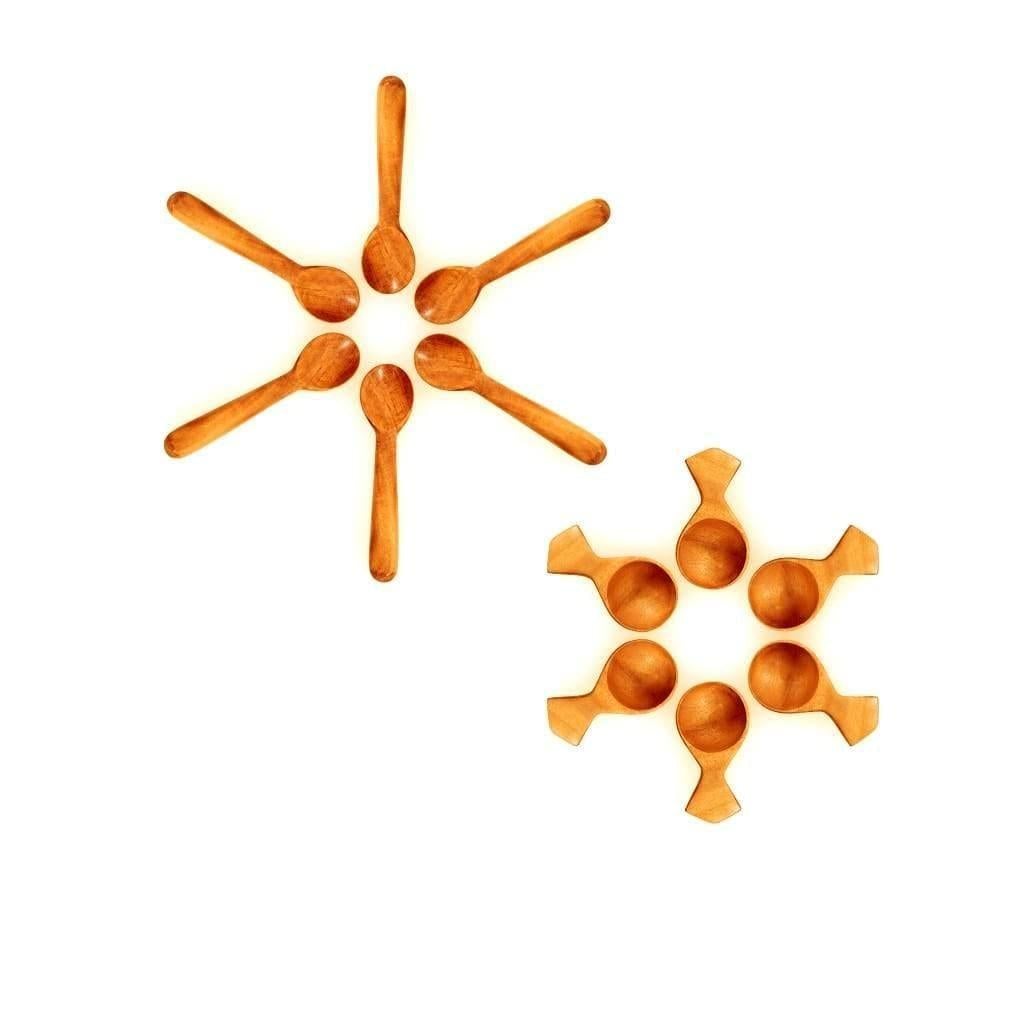 The Indus Valley Wooden Masala Spoon (Set of 12) Compact for Salt, Pickle, Turmeric, Spices [7 to 7.5 cm | Neem Wood]