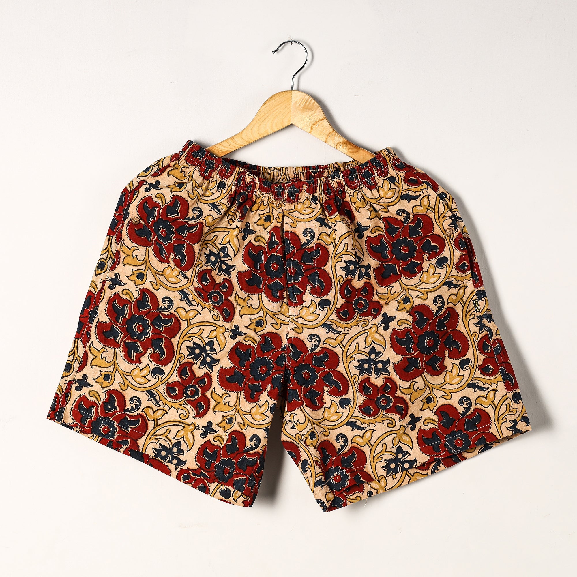 Unisex boxer shorts – ITOKRI CASUALS Beige - Kalamkari Block Printed Cotton Unisex Boxer/Shorts