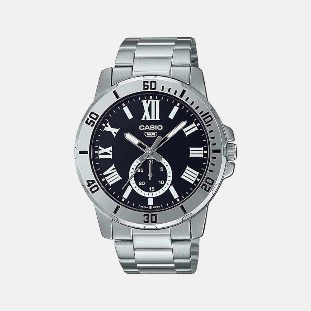 Casio Enticer Men Quartz Black Dial Chronograph Stainless Steel Watch A2067