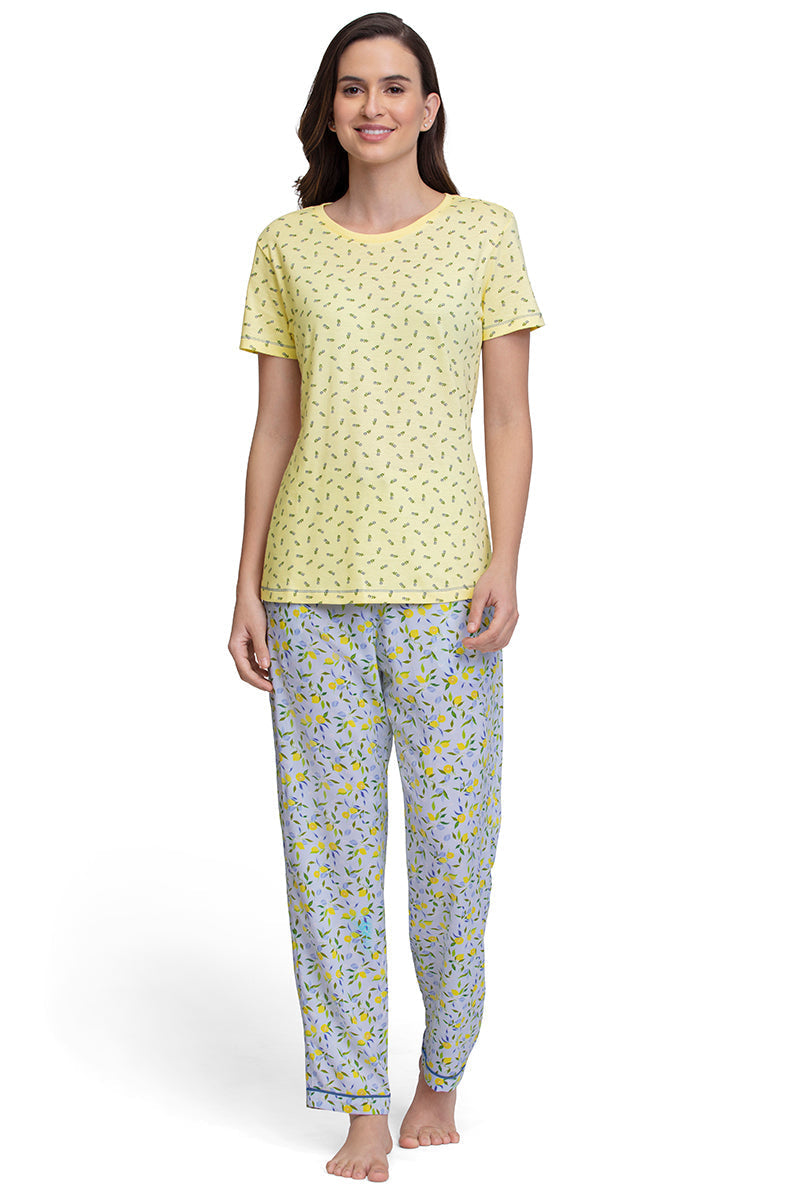 Amante Full Length Pyjama Bottom - Lemon Leaf Pr - view 4