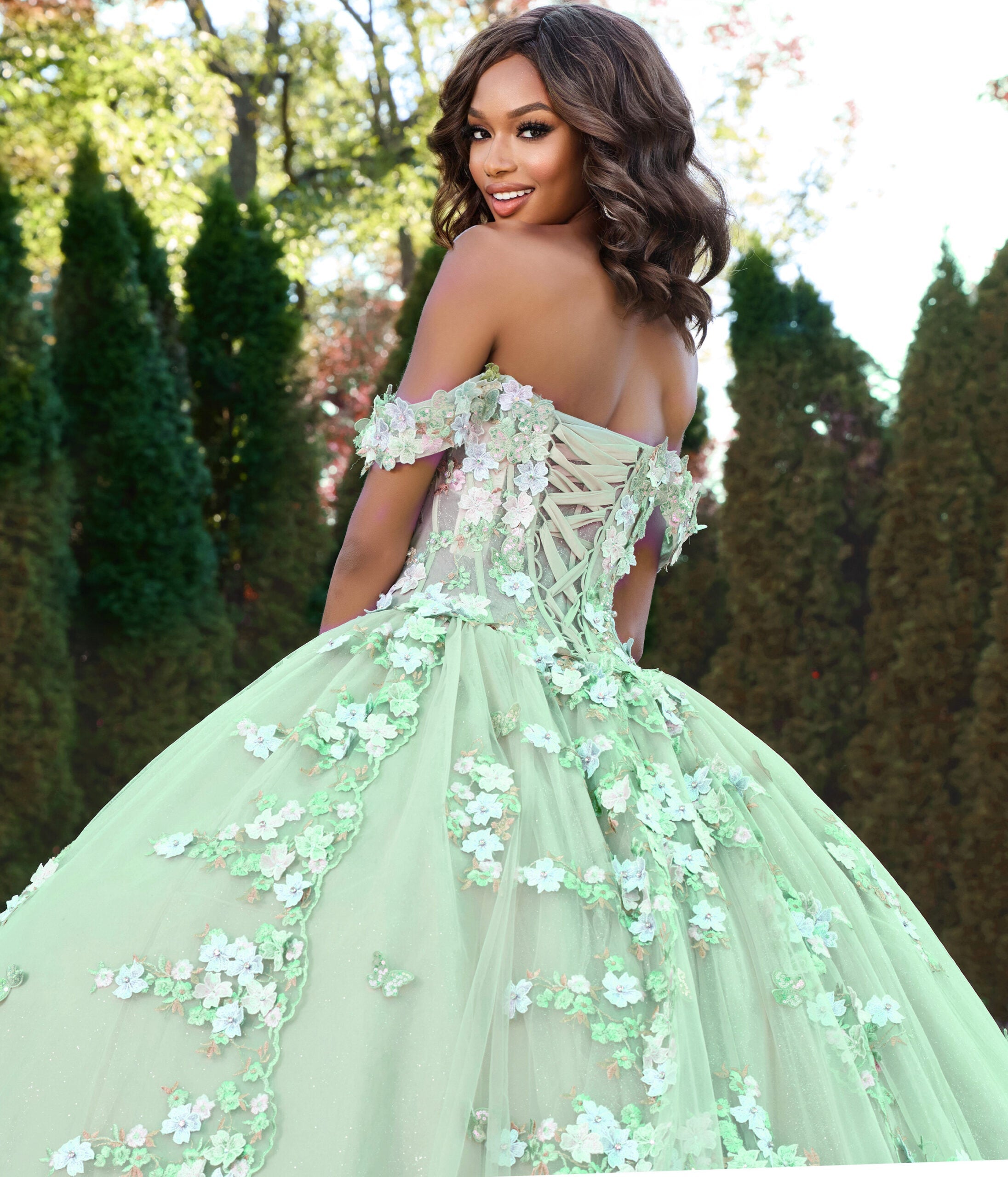 Jovani 43811 Sweet 16 Quinceanera Dress Long Floral Applique Ball Gown - view 2