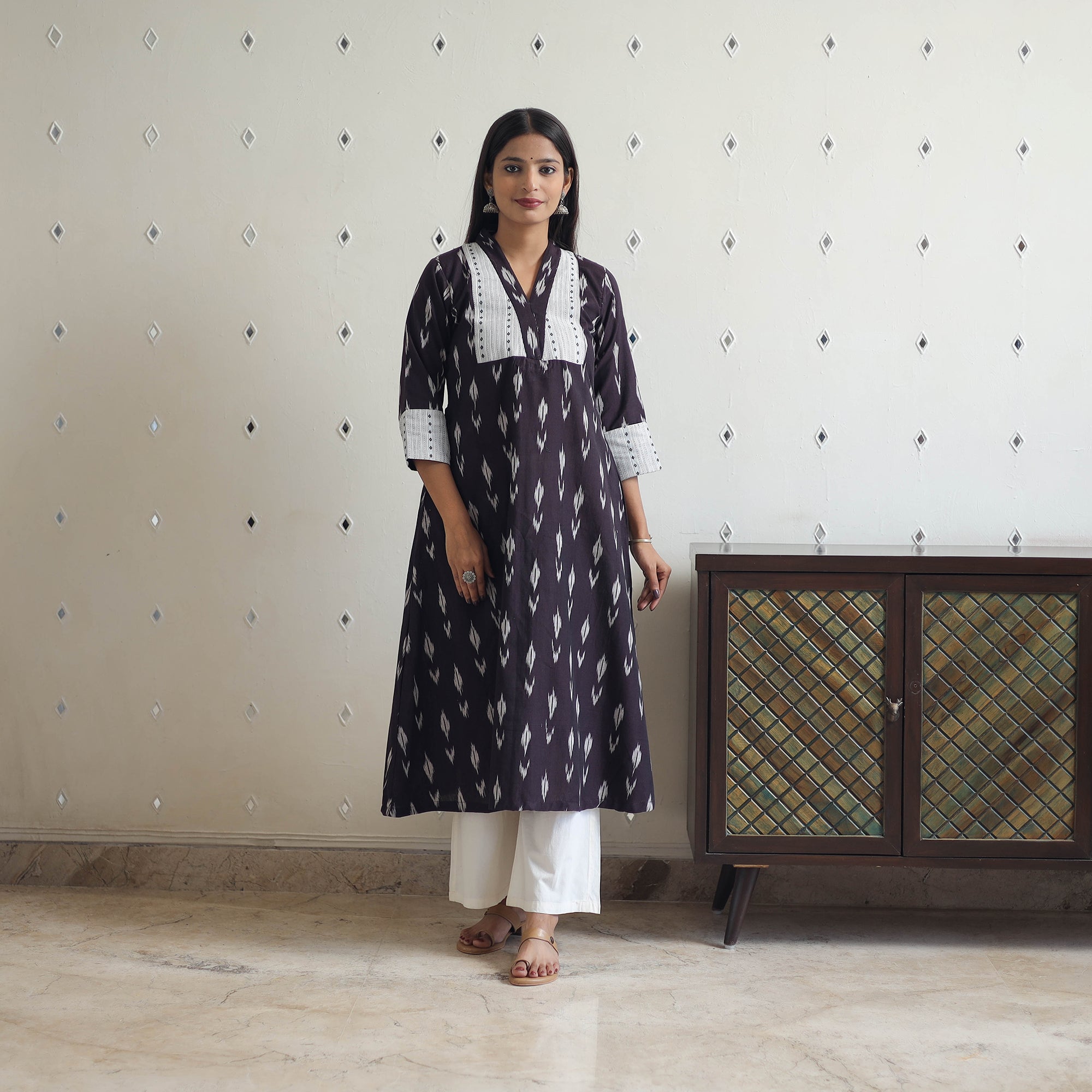 ITOKRI CASUALS Brown - Cotton Pochampally Ikat Kurta 09 - view 5