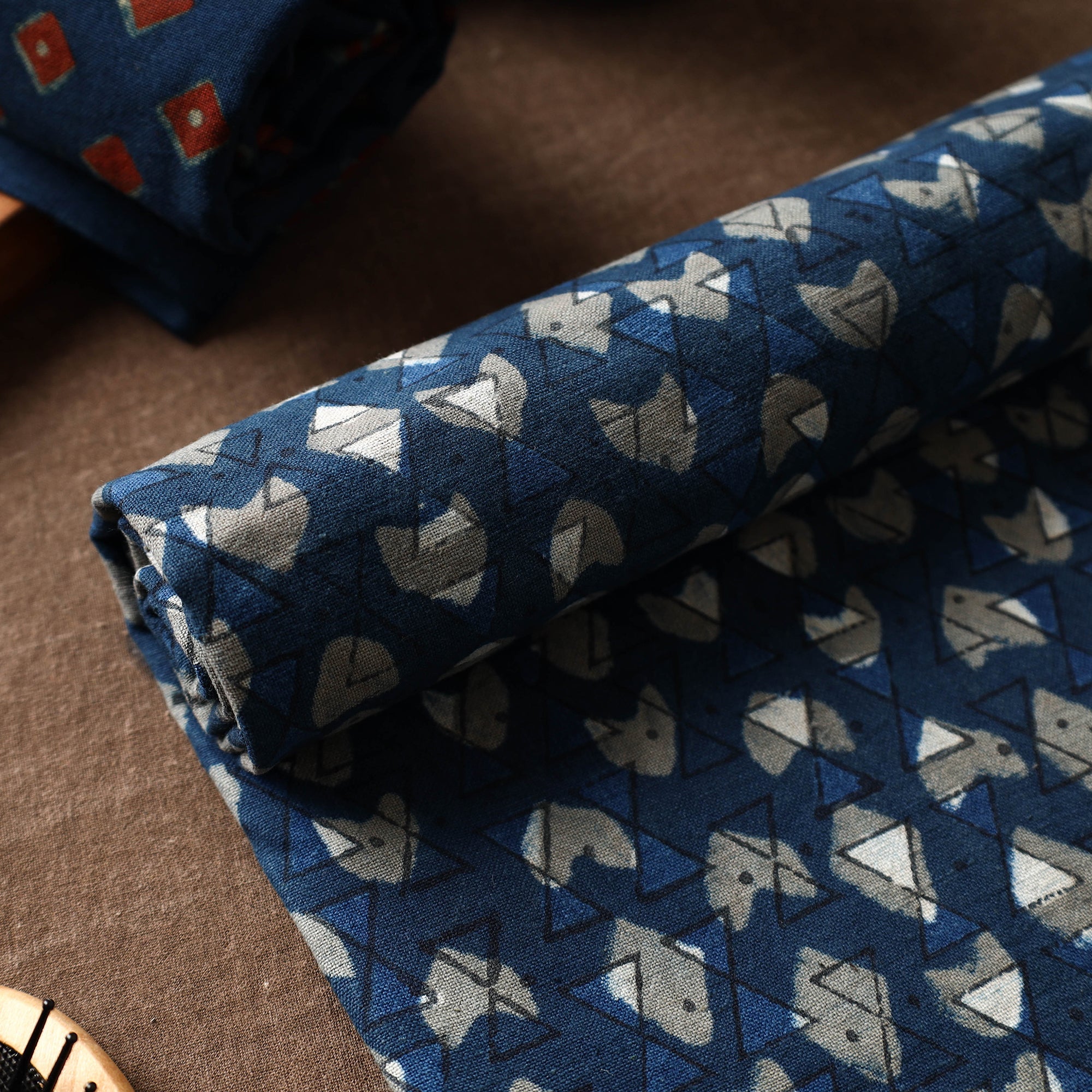 ITOKRI CRAFTS INITIATIVE Blue - Akola Block Printed Pure Handloom Cotton Towel - view 3