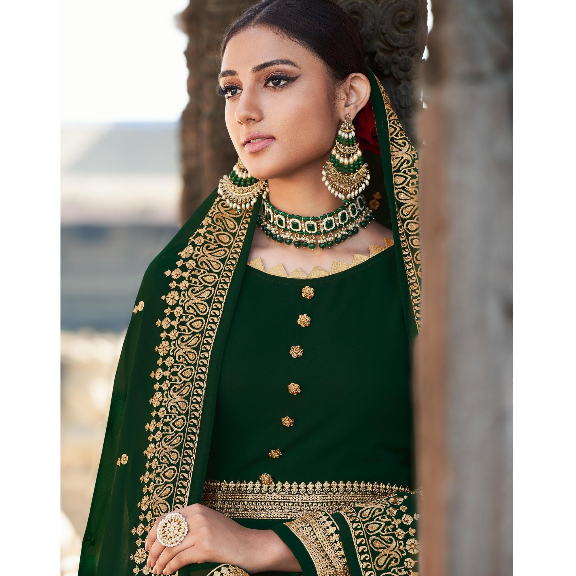 BlackTree green-party-wear-embroidered-georgette-gown-138519 - view 5