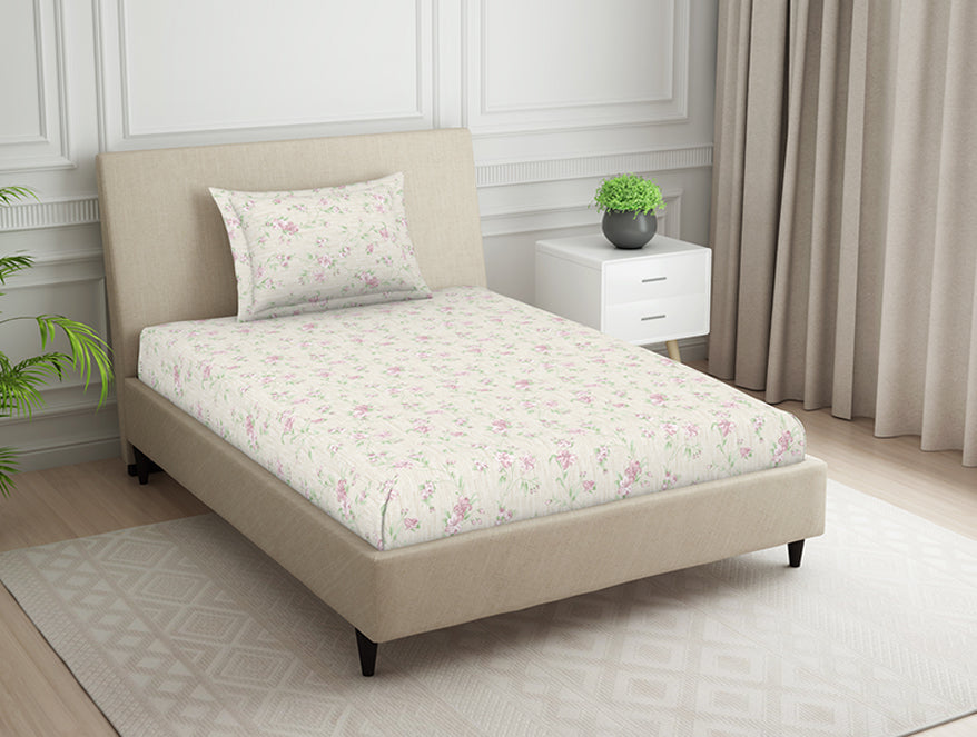 Spaces India Gloral Pink Polycotton Bedsheets Single Harmony - By Welspun - view 2