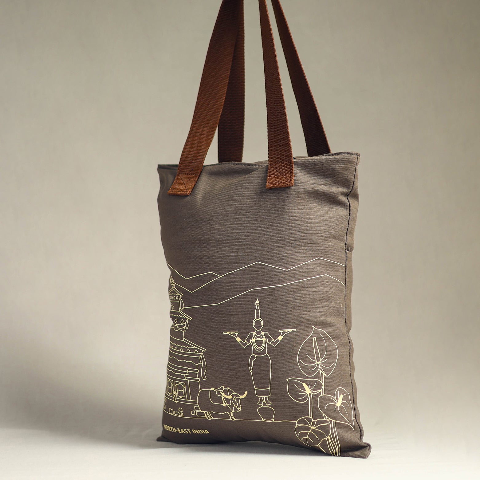 NEST BY ARPIT AGARWAL Brown - North-East India's Iconic Symbols Cotton Canvas Tote Bag - view 2