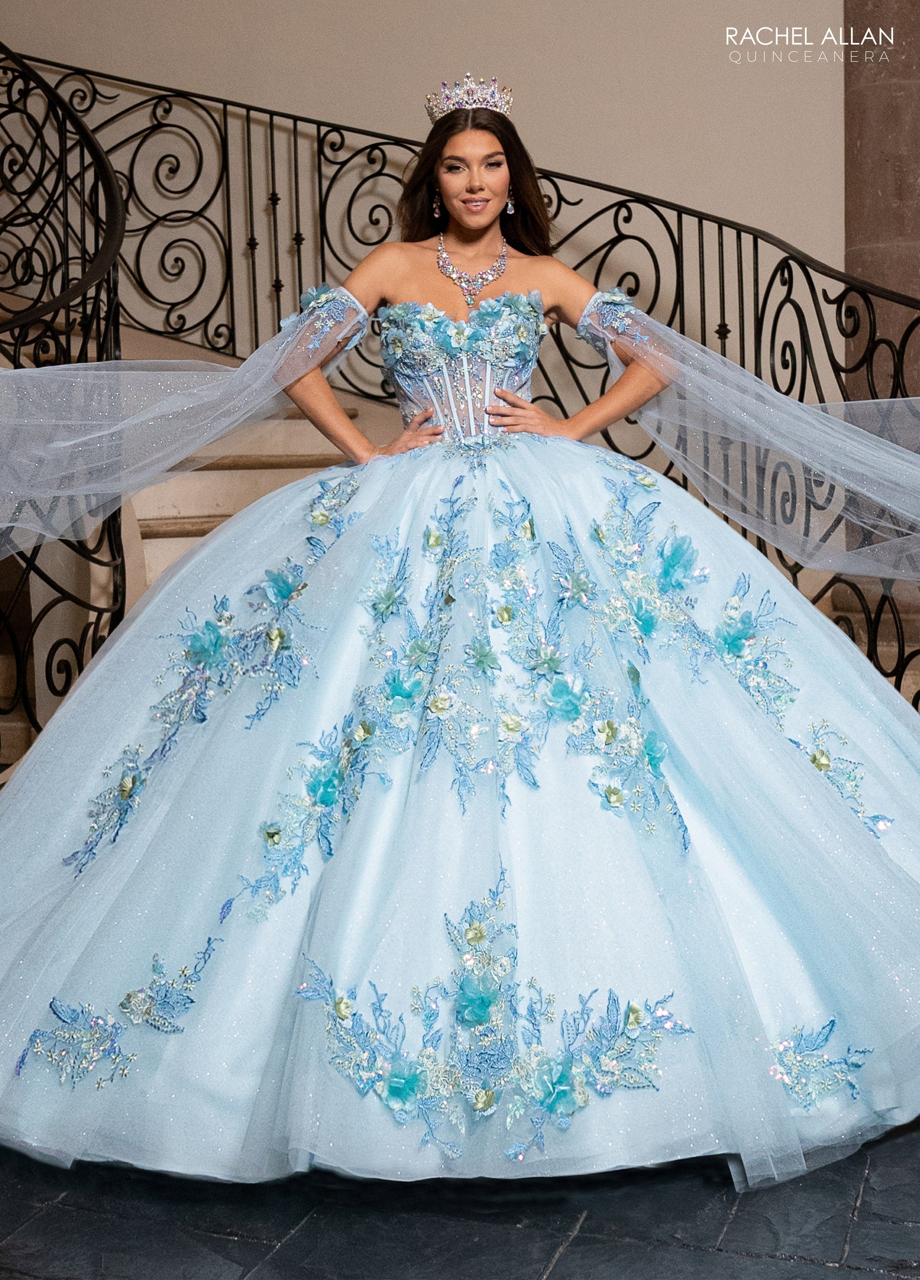 Mary's Bridal Cape Sleeve Quinceanera Dress by Rachel Allan RQ2216 - view 7