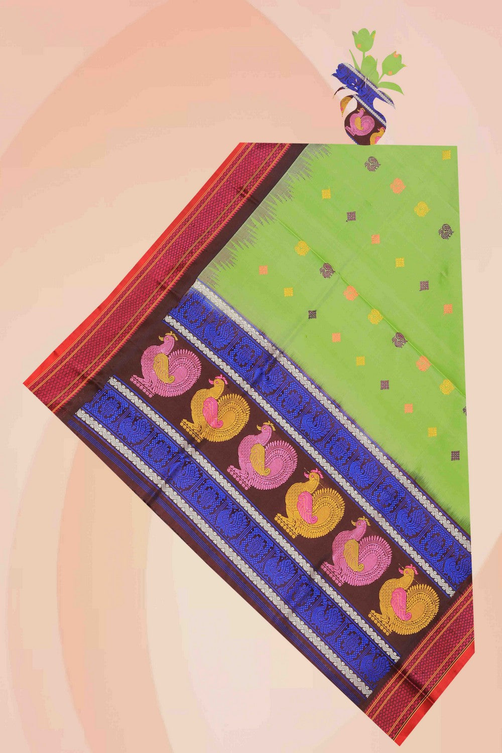 Kalanjali Gadwal Silk Mint Green Dupatta