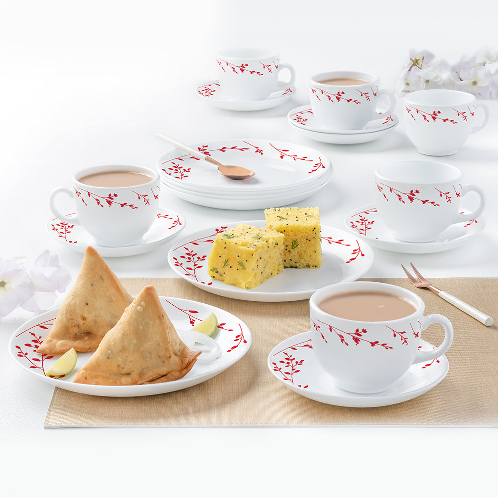 My Borosil Larah by Borosil Vintage Snack Set w Cups n Saucer