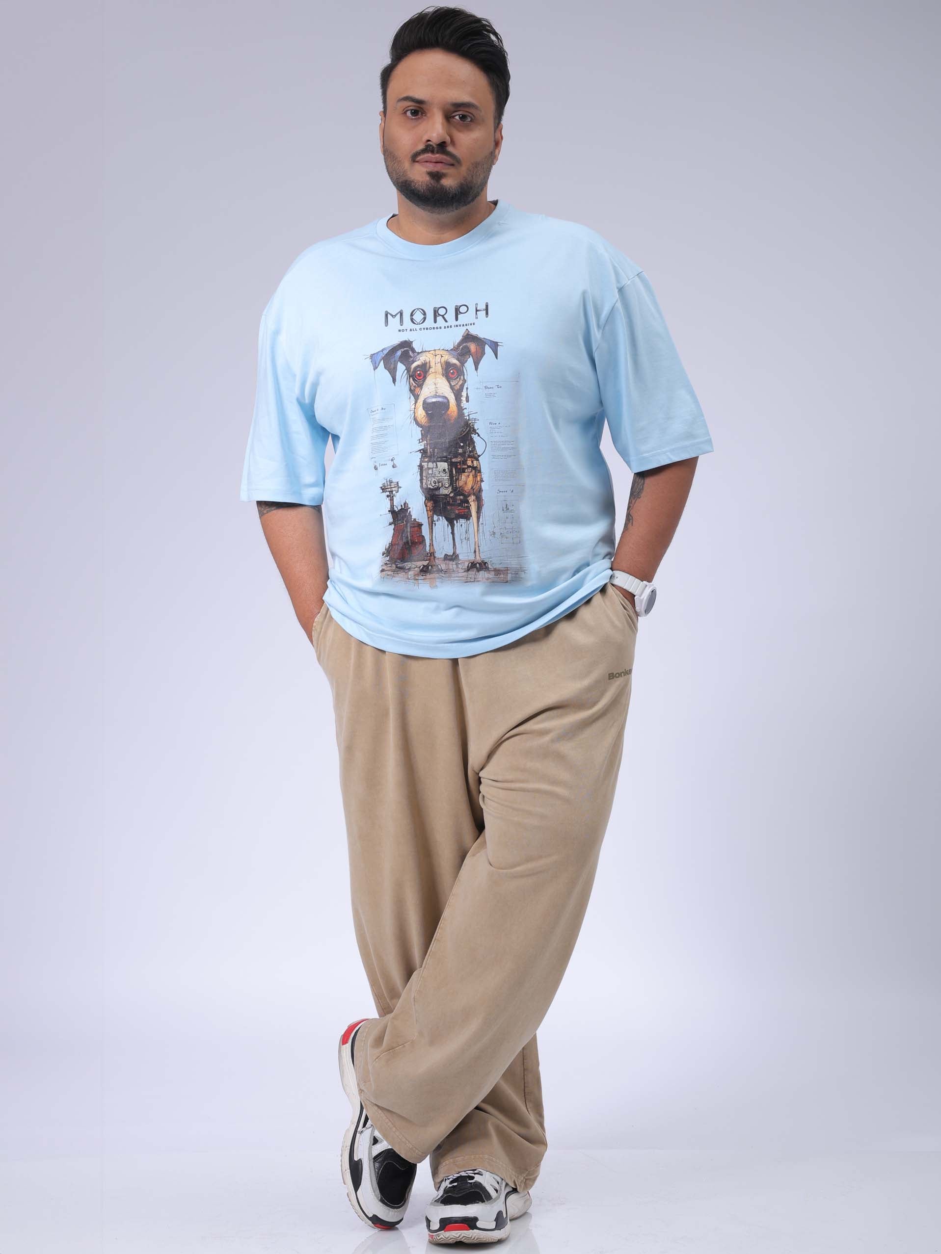 HARDSODA Men's Plus Size Blue Relaxed Fit Printed T-Shirt - view 2