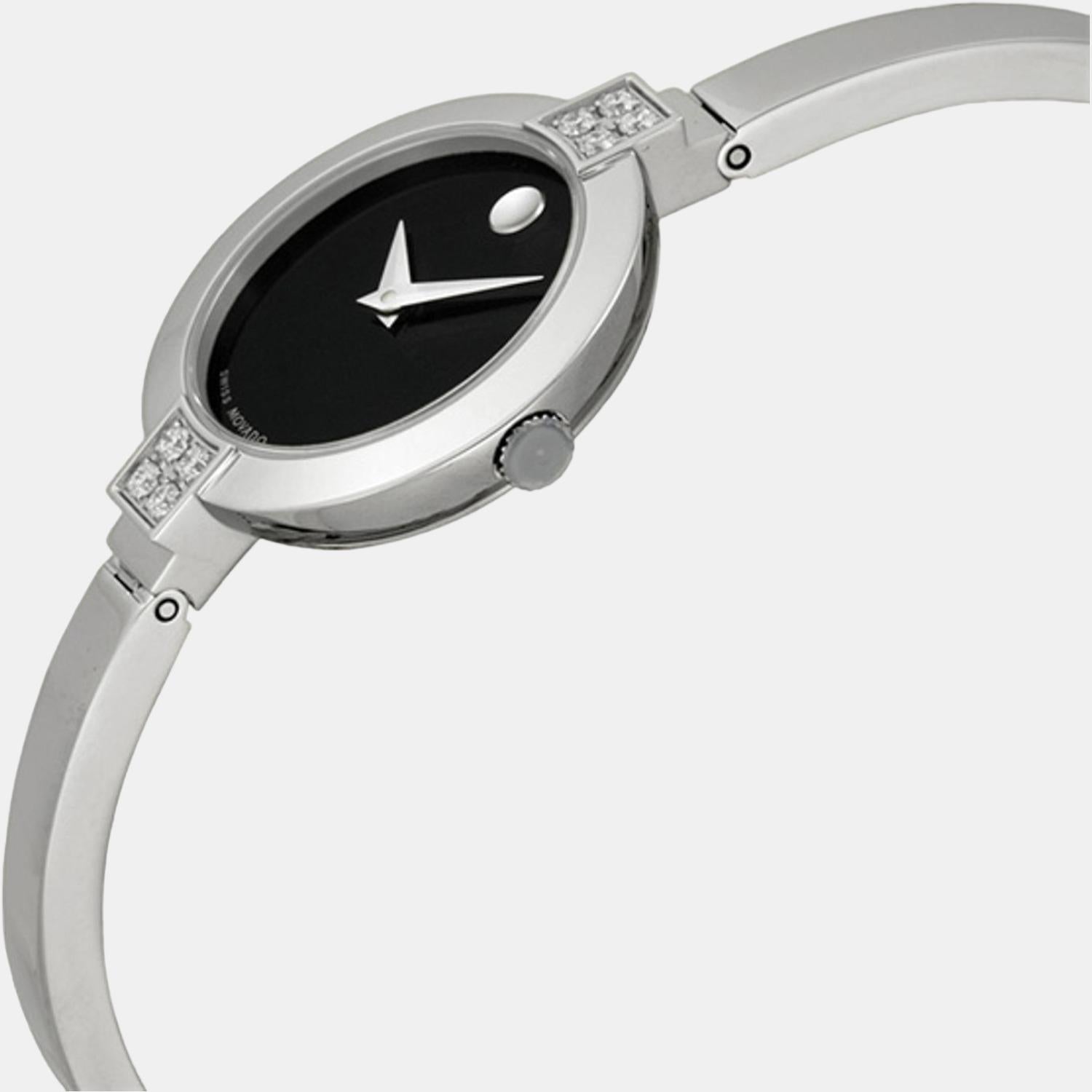 Movado Bela Women Quartz Black Dial Analog Stainless Steel Watch 605855 - view 2