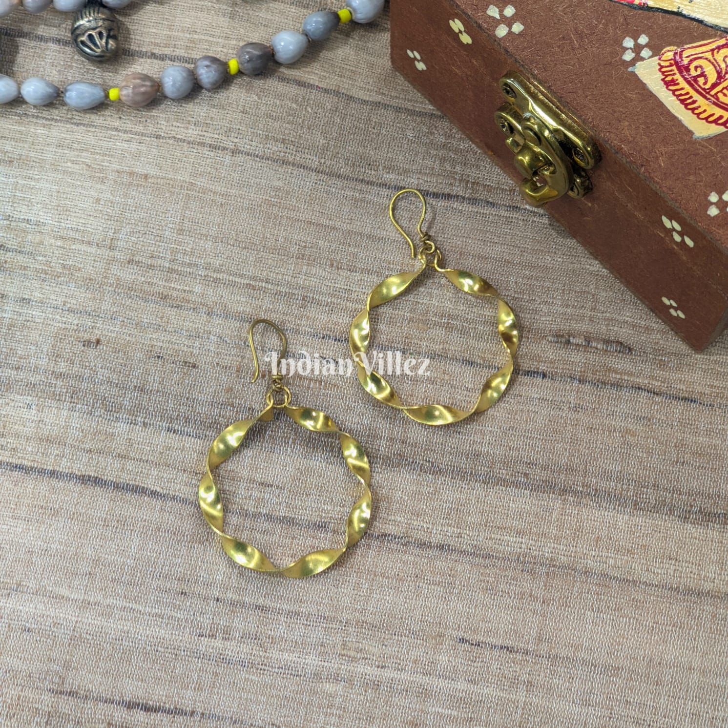 IndianVillèz Handmade Dhokra Tribal Round Brass Earrings