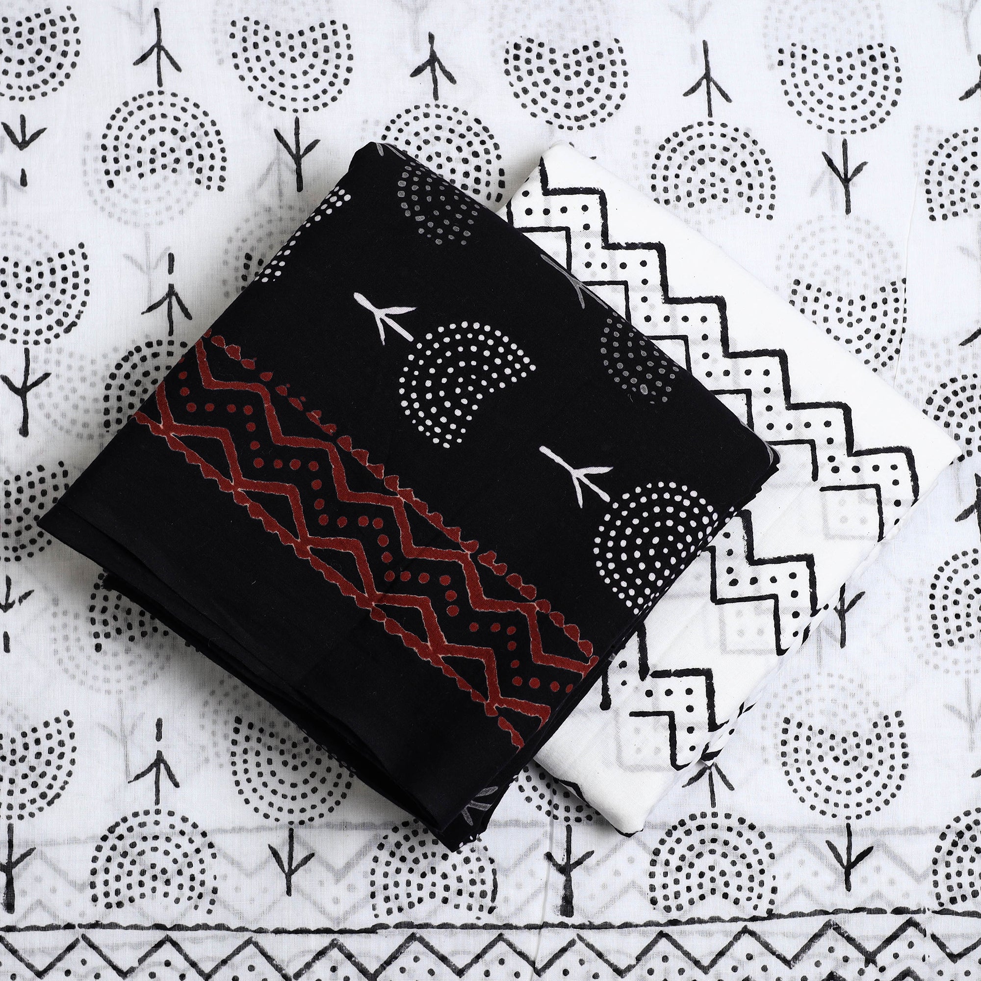 ARTISAN HAND BLOCK PRINTS Black - 3pc Sanganeri Block Print Cotton Dress Material 34 - view 2