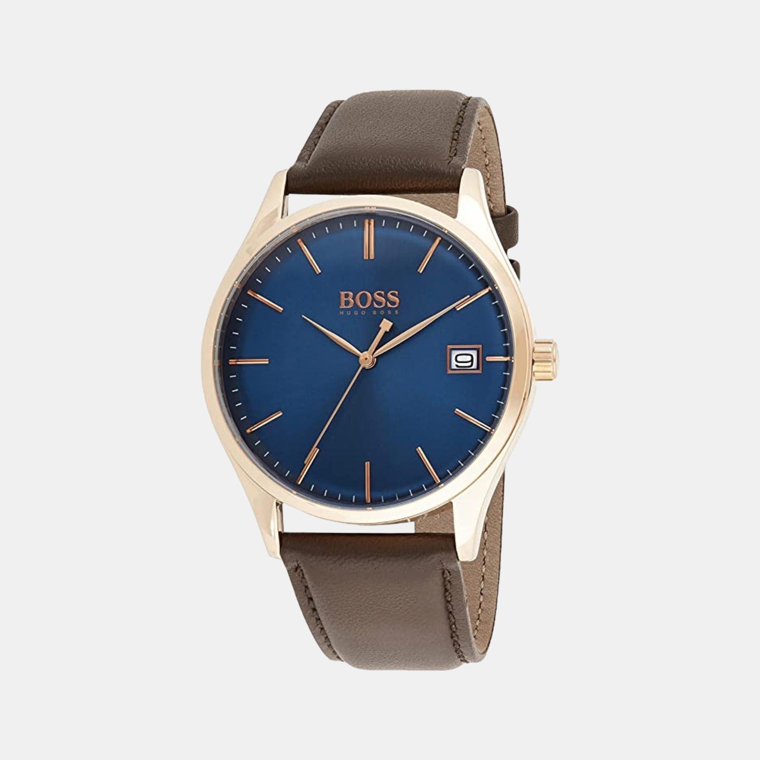 Boss Commissioner Men Quartz Blue Dial Analog Leather Watch 1513832