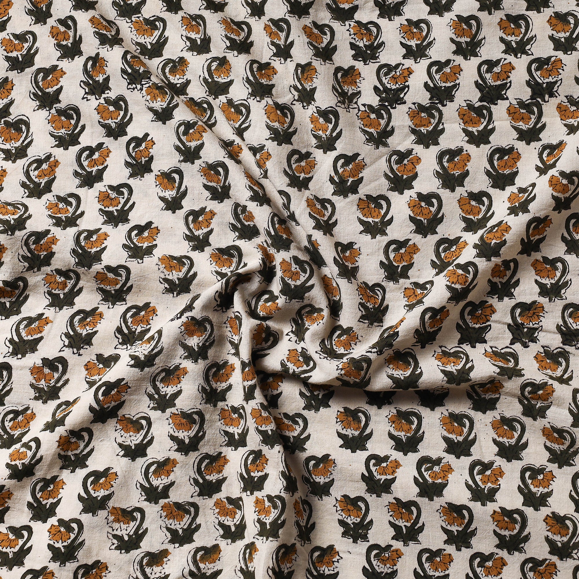 SOUTH KARGHA Beige - Ajrakh Block Printed Cotton Precut Fabric (1.2 meter) - view 2