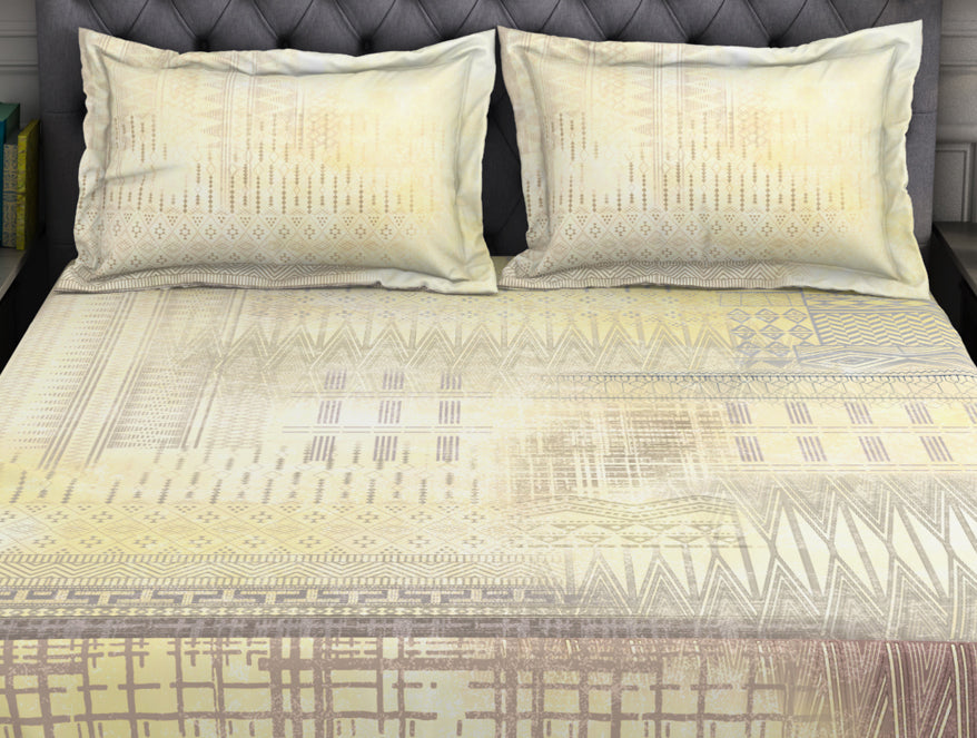 Spaces India Geometric Beige 100% Cotton King Size Bedsheet Organic Cotton - By Spaces - view 5
